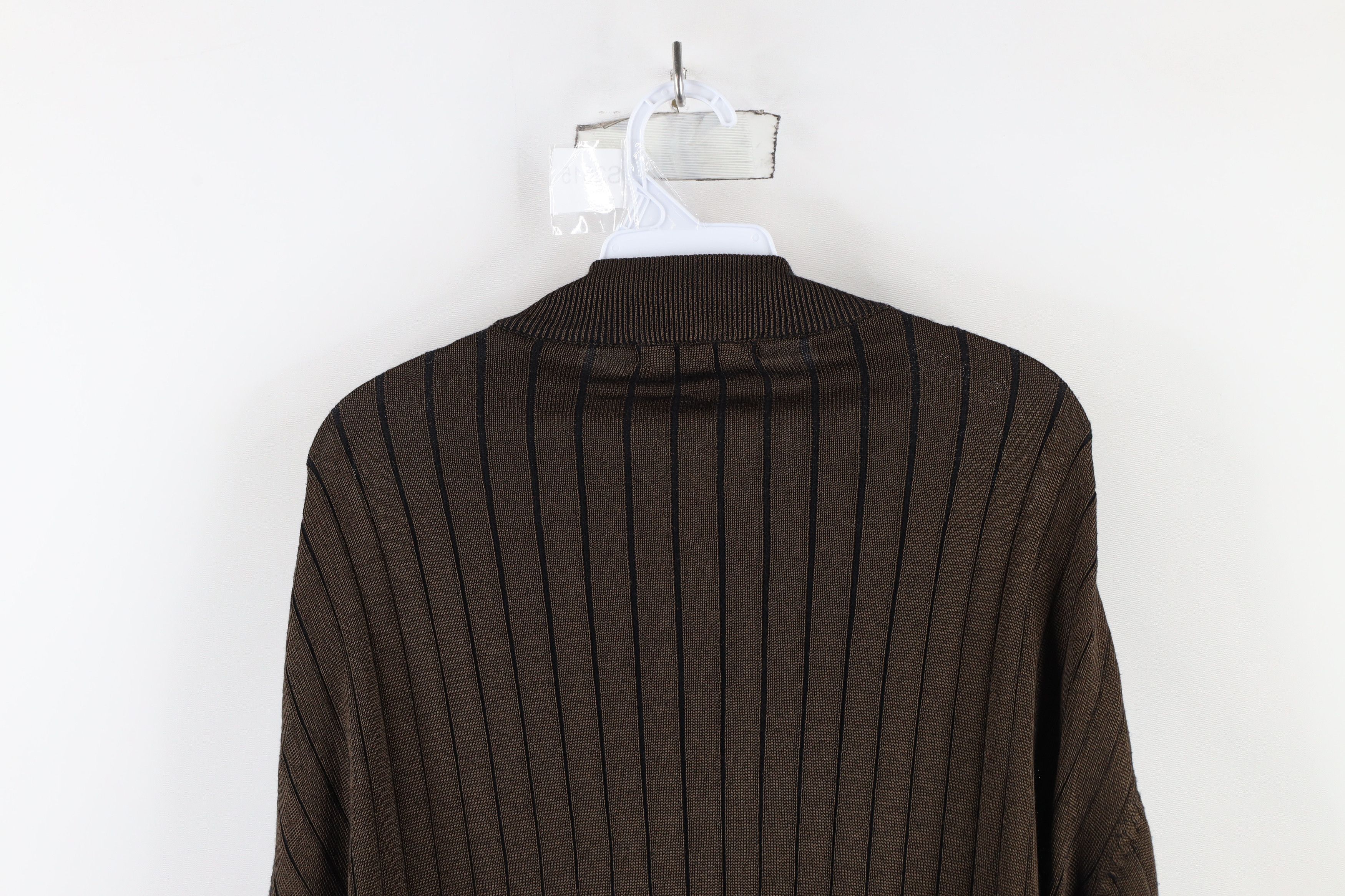Vintage Vintage 90s Streetwear Cable Knit Mock Neck Sweater Brown Size US XL / EU 56 / 4 - 8 Thumbnail