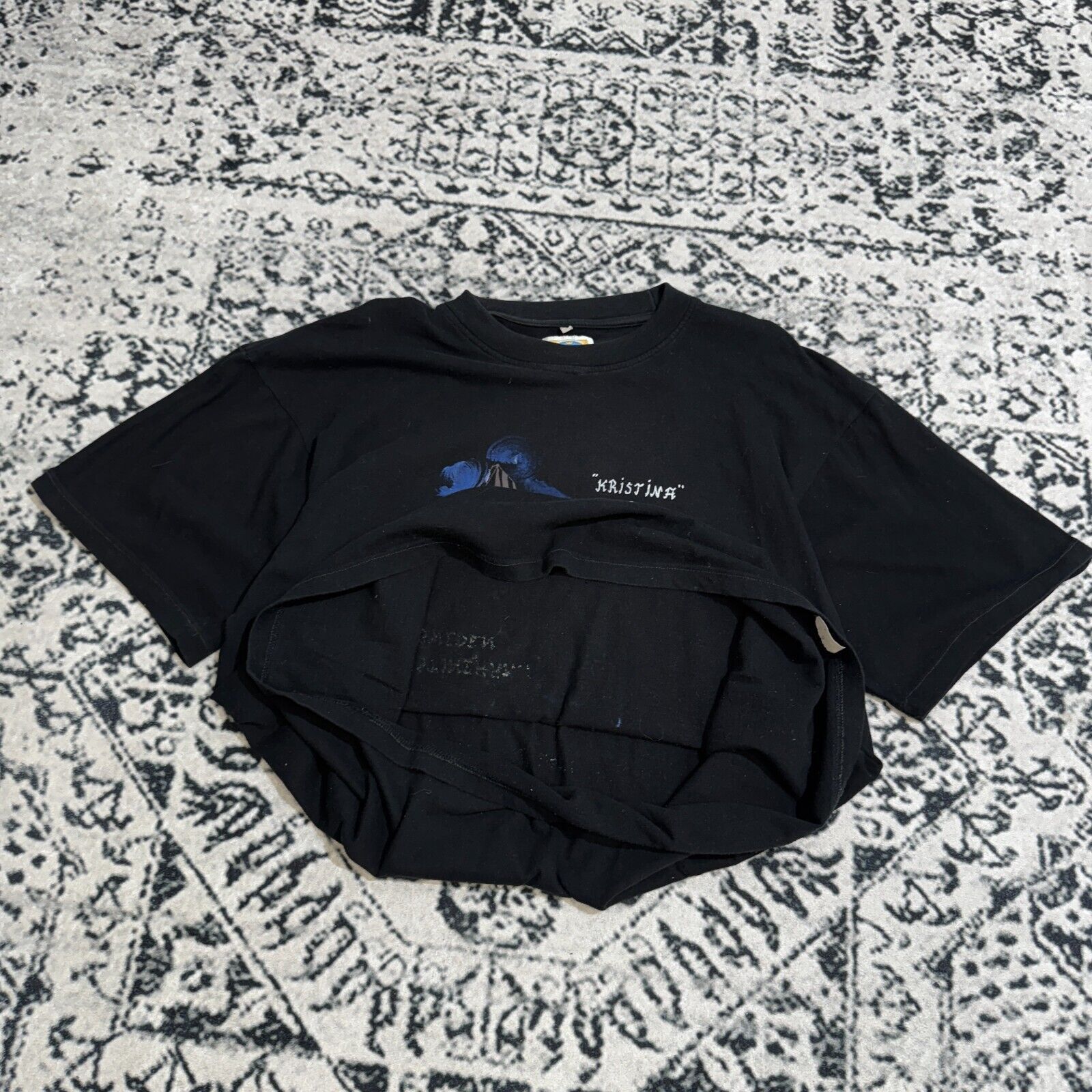 Vintage Black Cotton T-Shirt Size L Christina Matilda Art Sweden Size US L / EU 52-54 / 3 - 10 Thumbnail