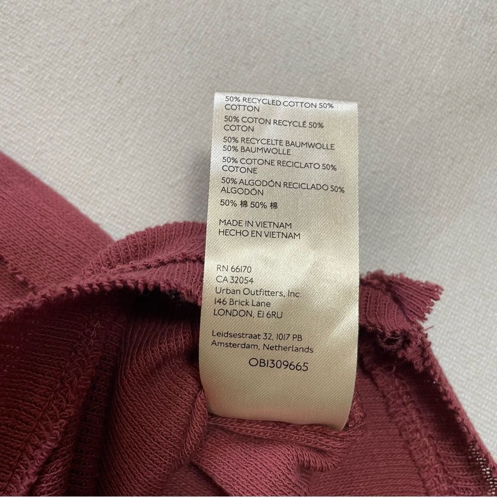 Free People New Free People Colby Raw Edge Long Sleeve Cotton Burgundy Size XS / US 0-2 / IT 36-38 - 8 Thumbnail