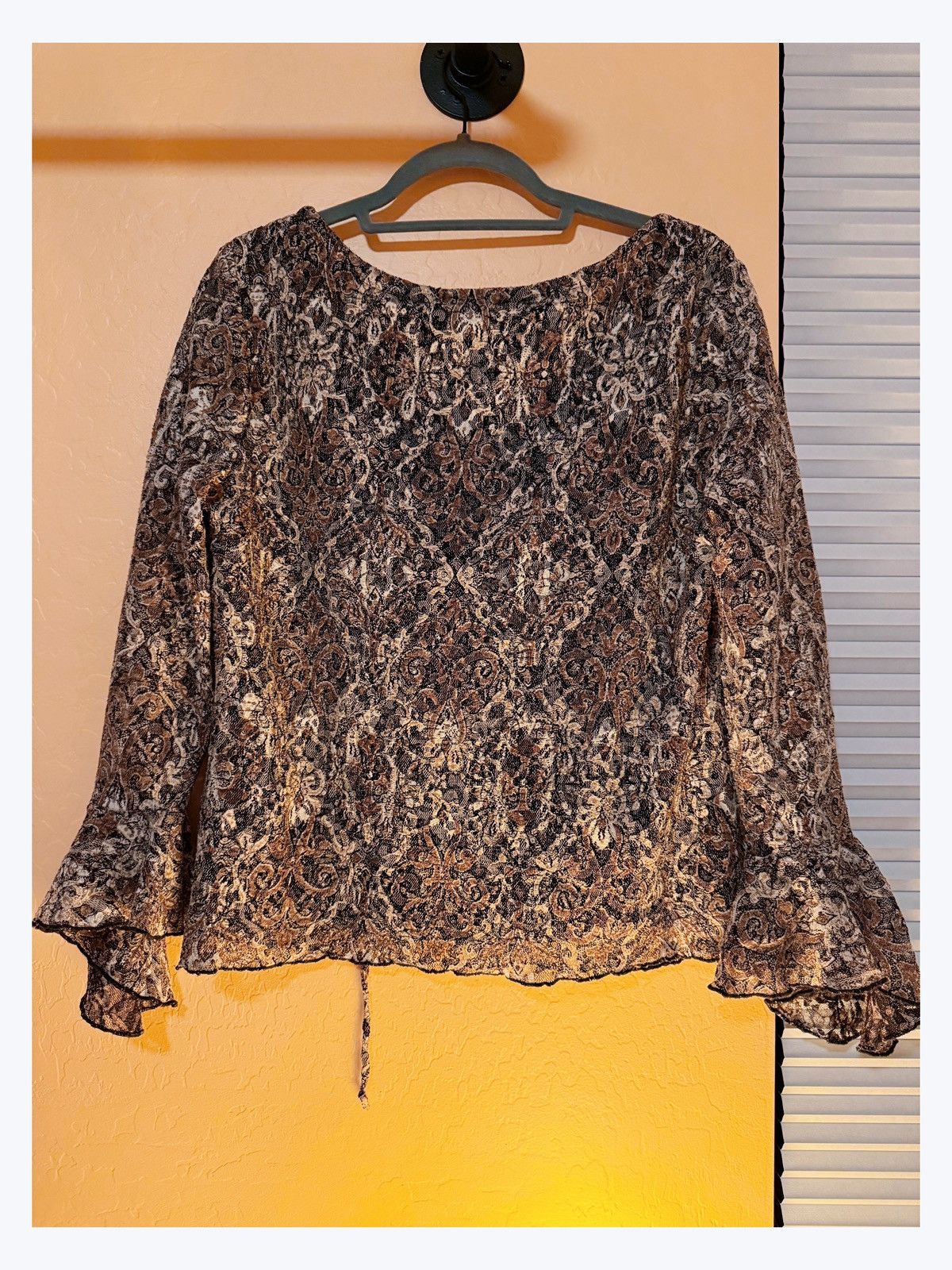 Other Vintage Hillard & Hanson Metallic Paisley Top – Boho Y2K Size L / US 10 / IT 46 - 7 Thumbnail