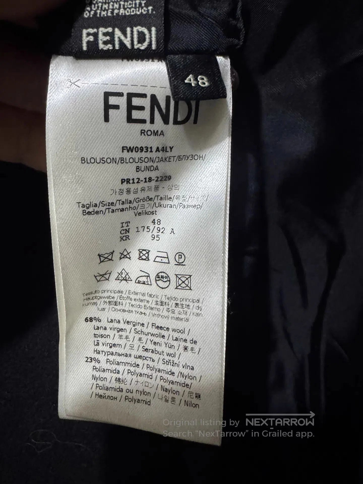 Fendi Black Bomber Jacket with Striped Trim. Size US M / EU 48-50 / 2 - 6 Thumbnail