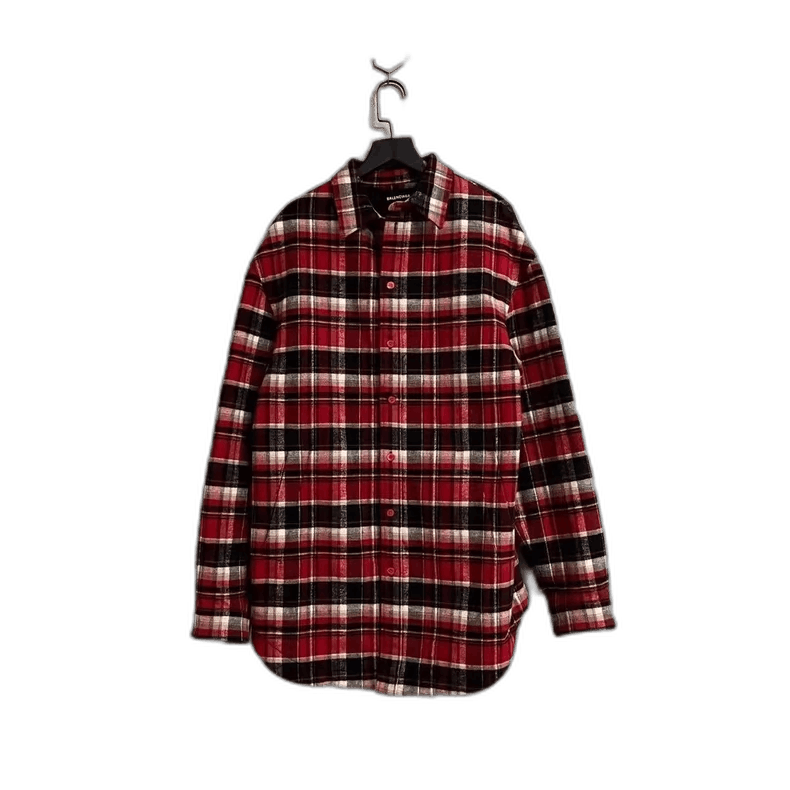 Balenciaga Balenciaga Red Black Plaid Cotton Shirt Jacket-2505 Size US M / EU 48-50 / 2 - 1 Thumbnail