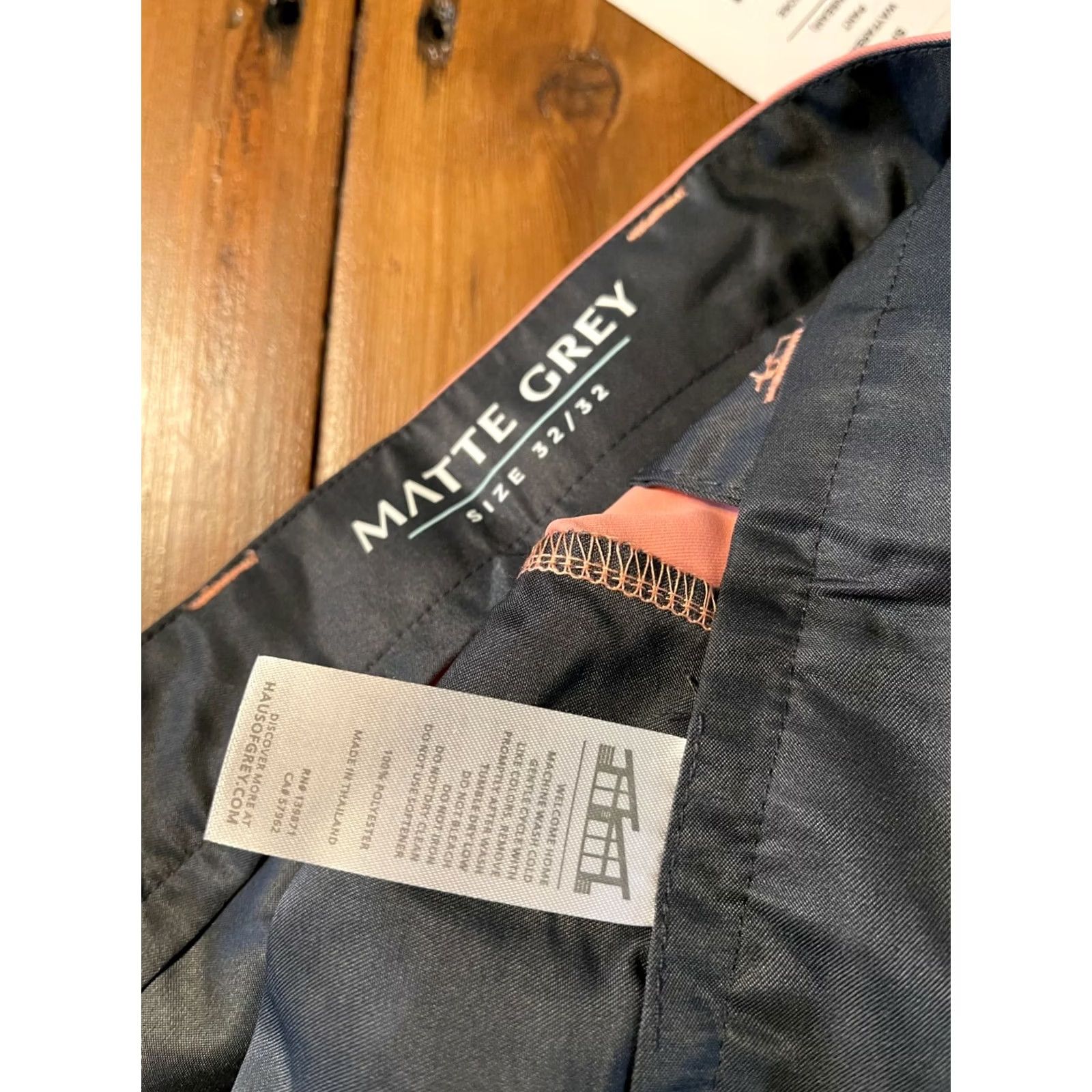 Vintage Matte Grey Pants Men's 32x32 Desert Rose Wayfarer Golf Flat Front Solid Orange Casual Travel Size US 34 / EU 50 - 5 Thumbnail
