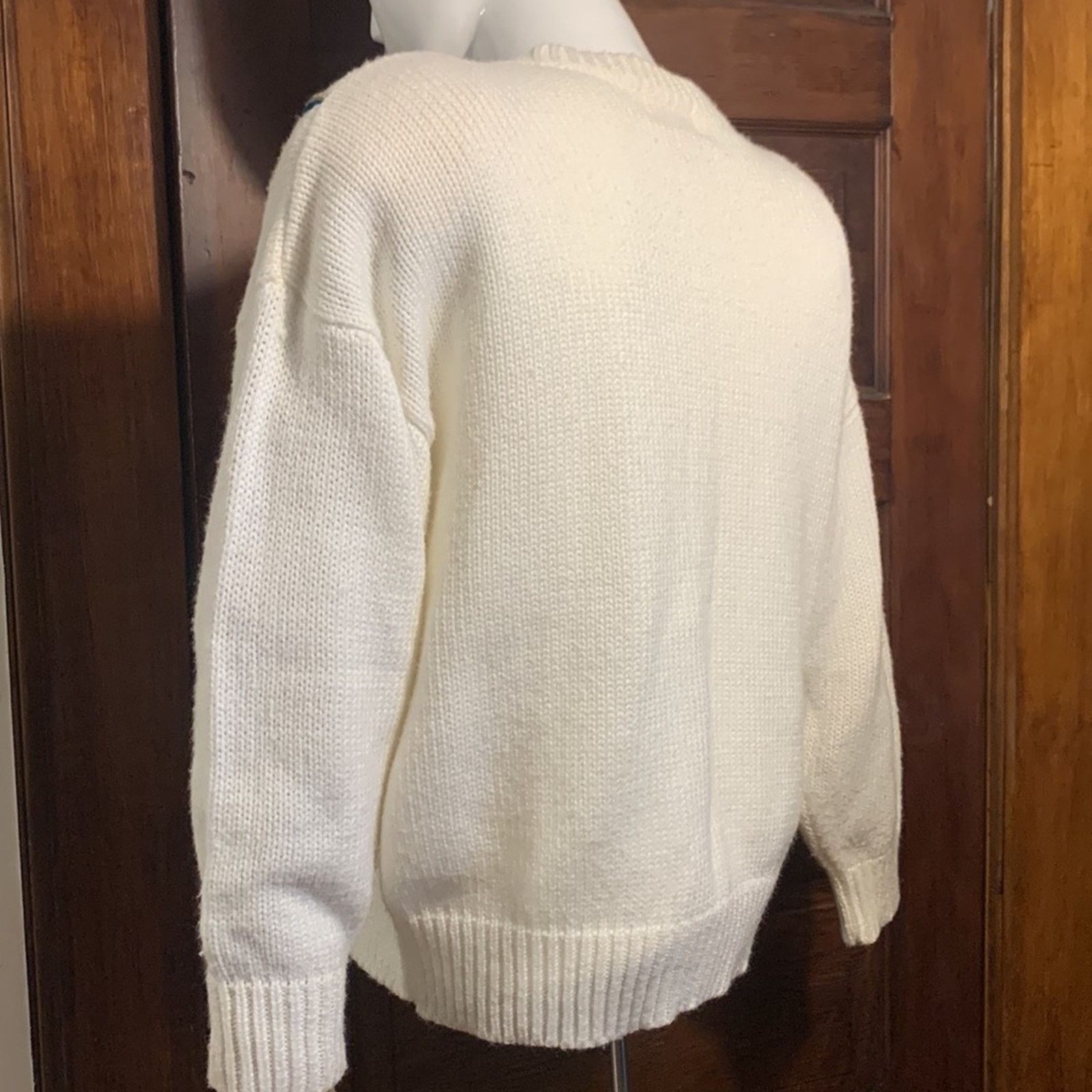 Vintage 80’s embroidered crewel botannical motifs white cardigan Size L / US 10 / IT 46 - 7 Thumbnail