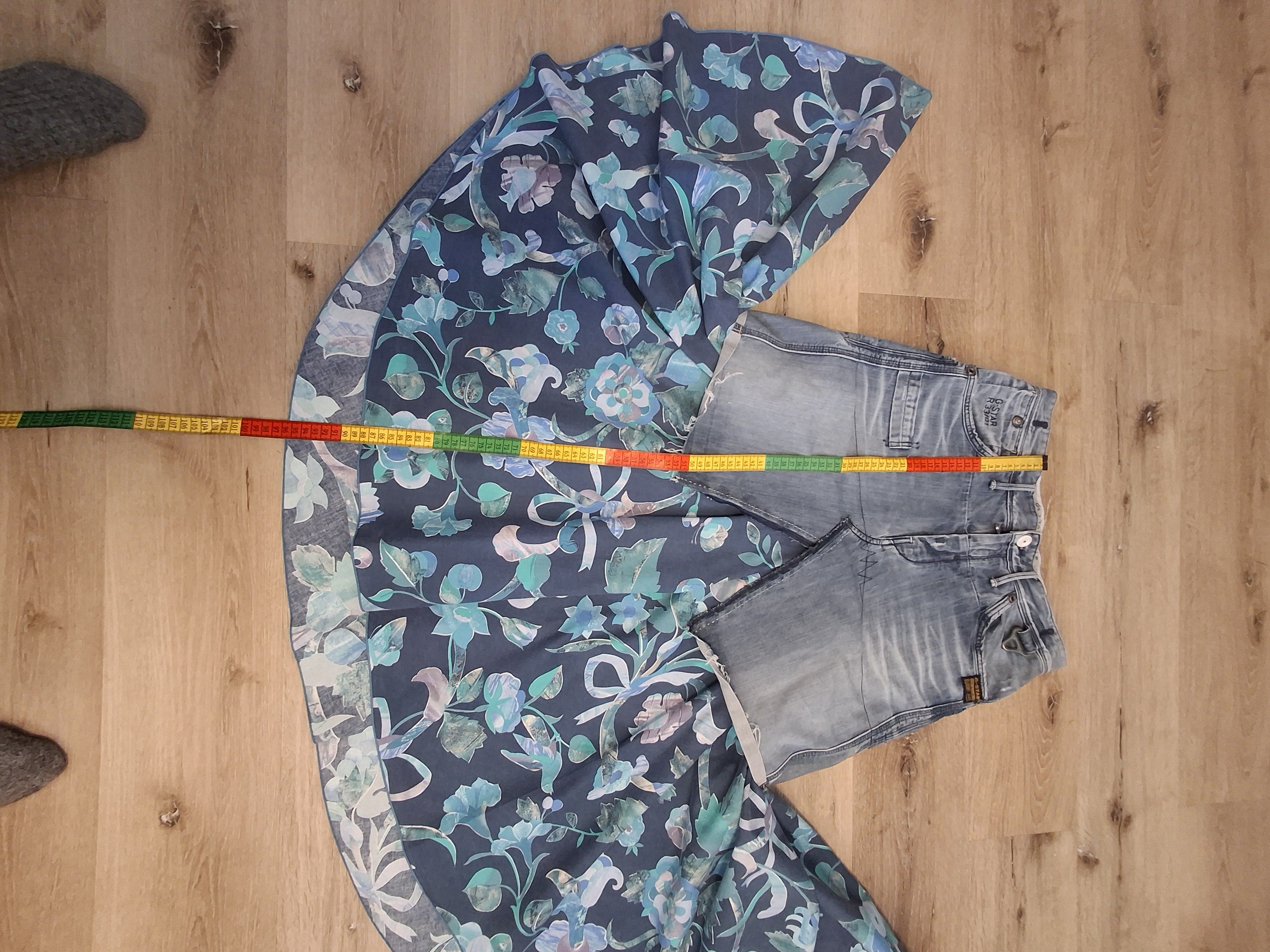 G-Star One of One Reworked G-Star Blue Denim Floral Skirt Size 33" - 12 Thumbnail