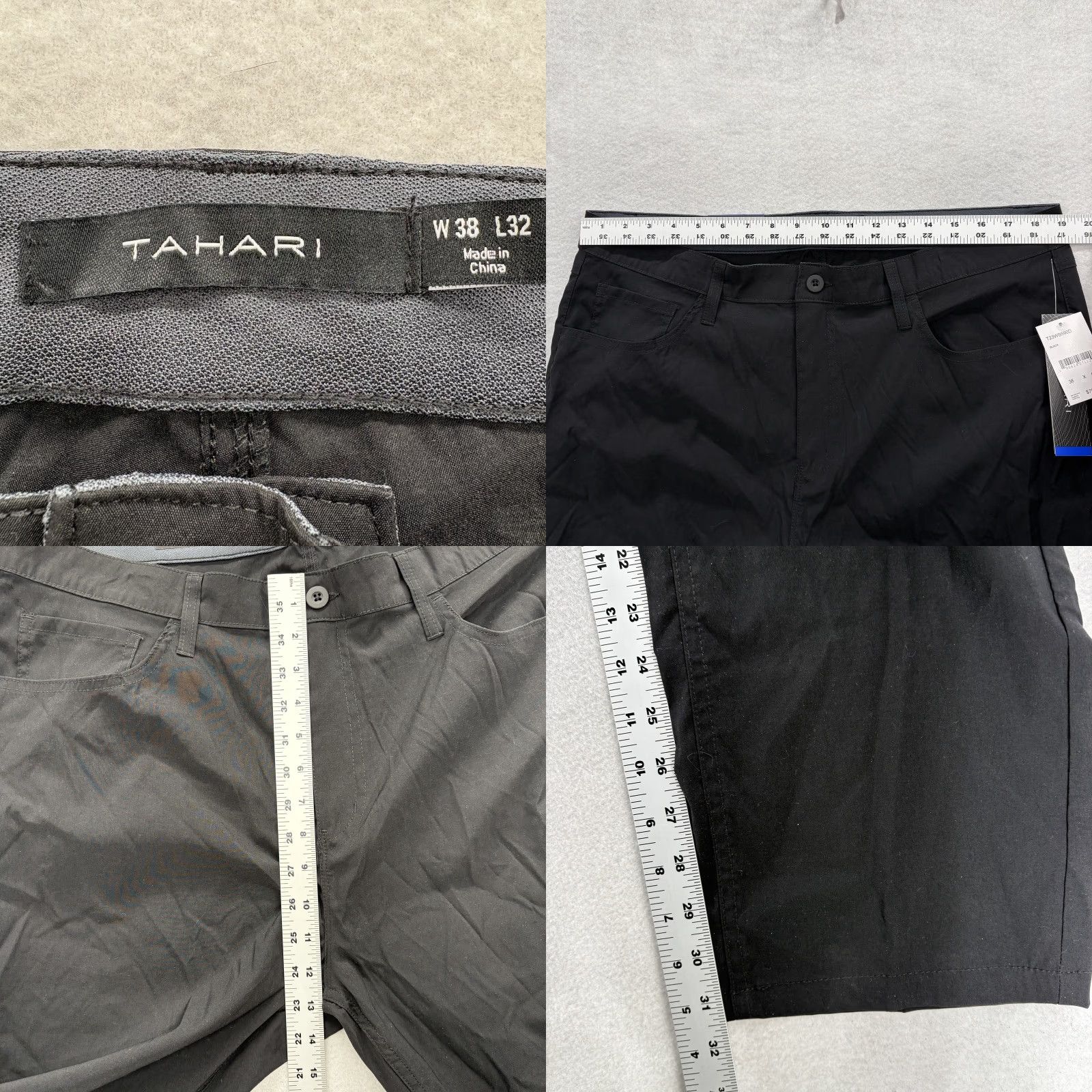 Vintage Tahari Crusader Pants Mens 38x32 Black Slim Fit Travel 5-Pocket NWT Nylon Spandex Flat Front Zip Size US 38 / EU 54 - 8 Thumbnail