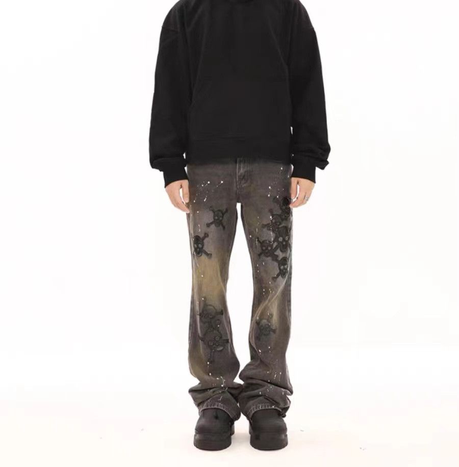 Japanese Brand Vintage dark patched jeans with splashes of ink Size US 30 / EU 46 - 3 Thumbnail