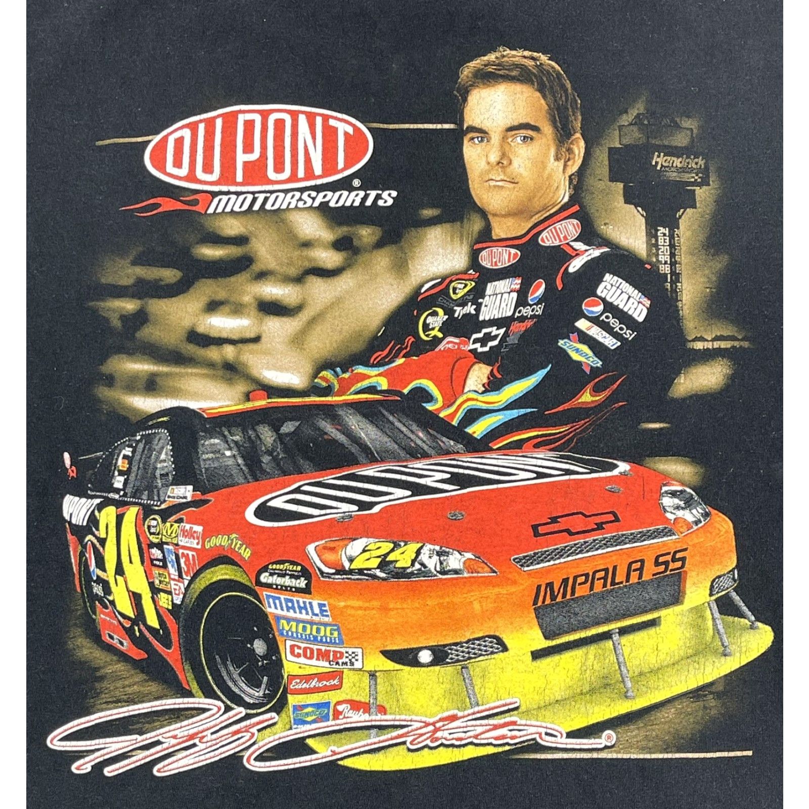 Chase Authentics Chase Authentics Jeff Gordon NASCAR Racing T-Shirt Black Adult XL Cotton Short Sleeve Logo Mens Size US XL / EU 56 / 4 - 2 Thumbnail
