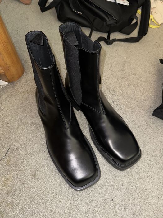 Prada square 2024 toe boots