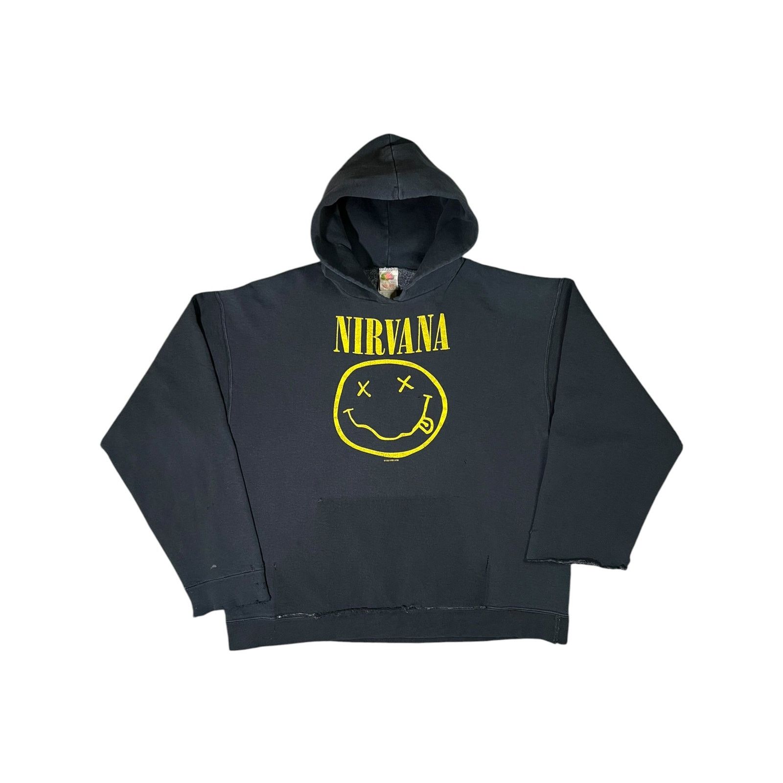 Band Tees × Fruit Of The Loom × Nirvana 1990s Nirvana Smiley Kurt Cobain distressed faded hoodie Size US XL / EU 56 / 4 - 1 Thumbnail