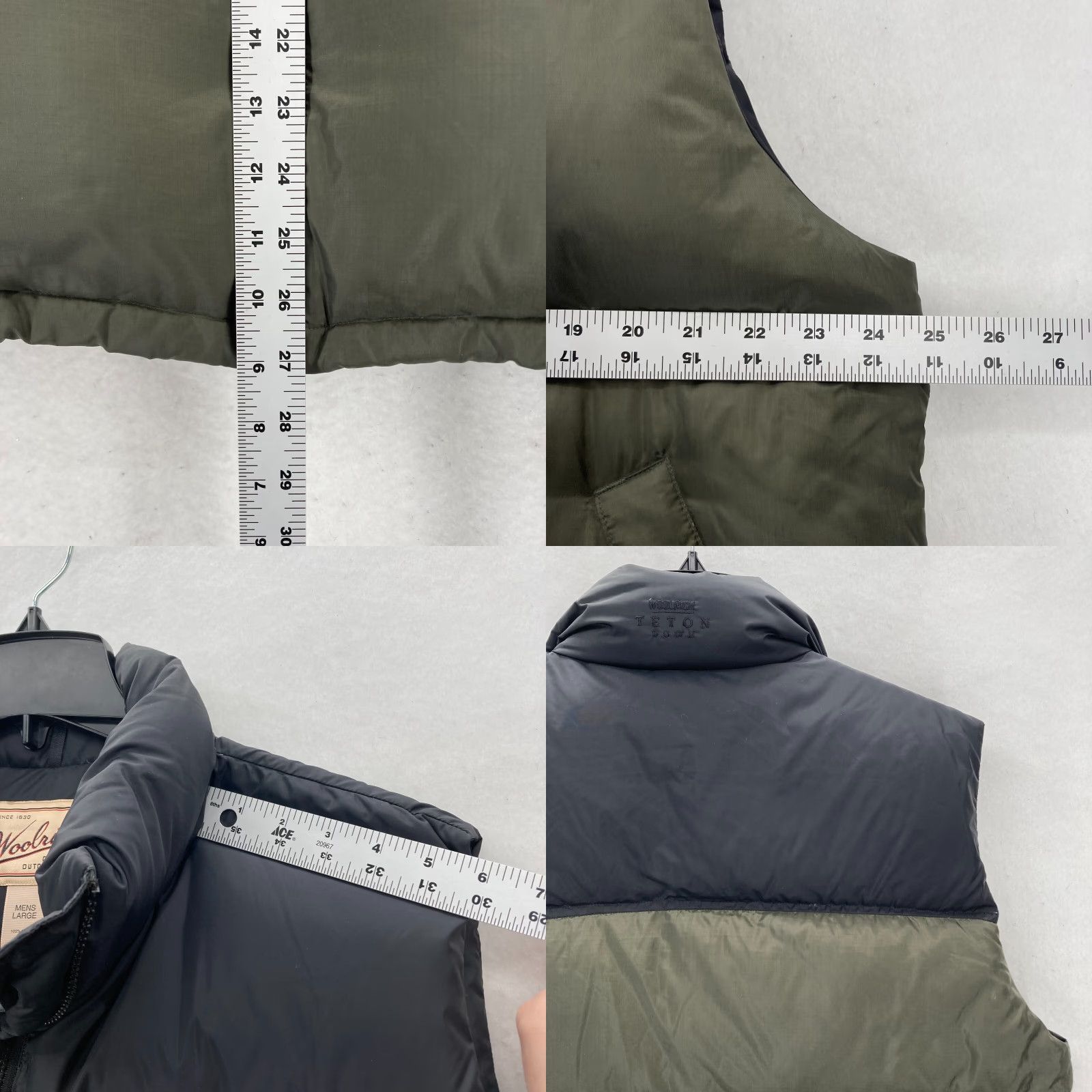 Vintage Woolrich Vest Mens Large Earth Green Goose Down Puffer Full Zip Pockets Camp Size US L / EU 52-54 / 3 - 8 Thumbnail