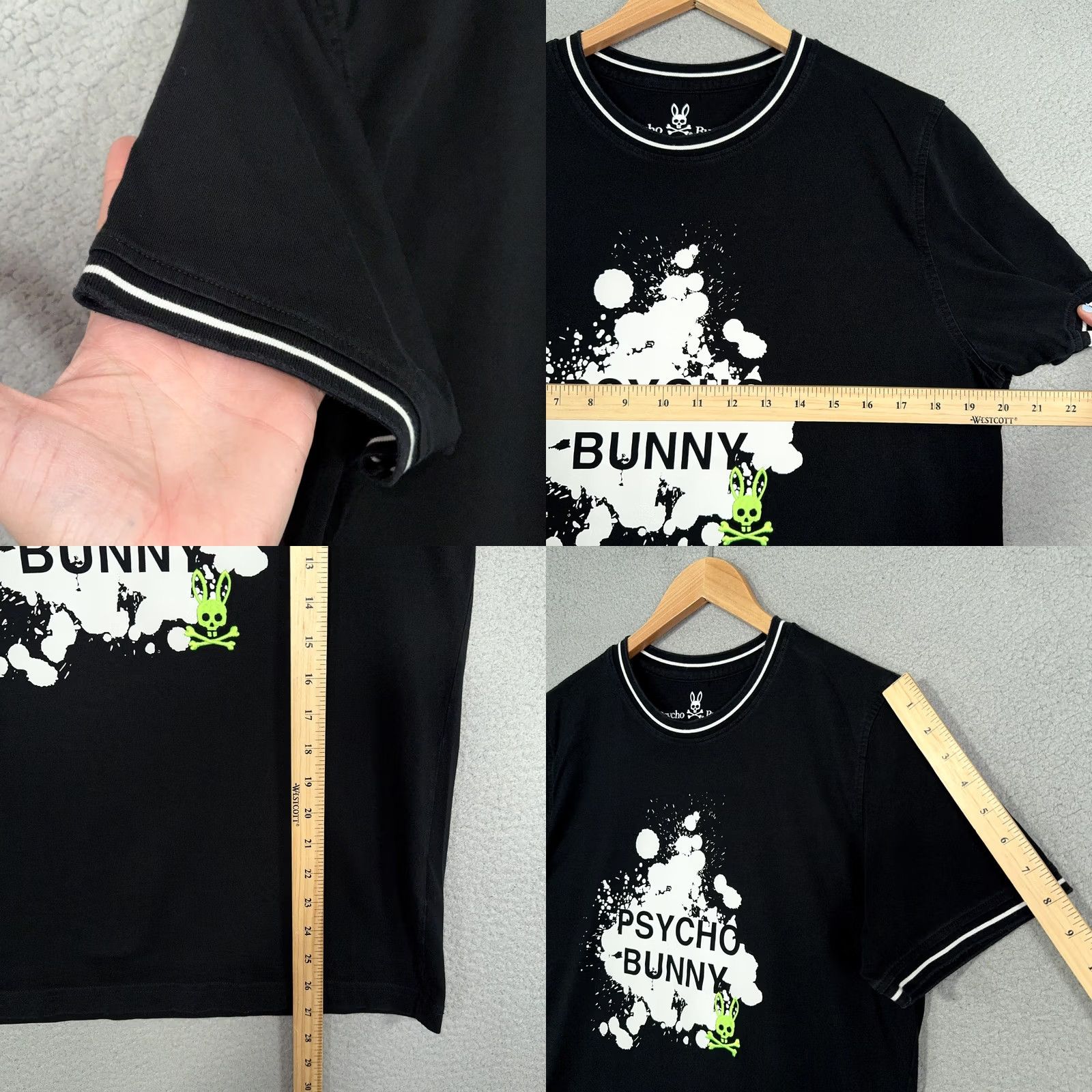 Psycho Bunny Psycho Bunny T Shirt Mens Size 5 M Black splash Thetford Graphic Logo Tee FLAW Size US M / EU 48-50 / 2 - 8 Thumbnail