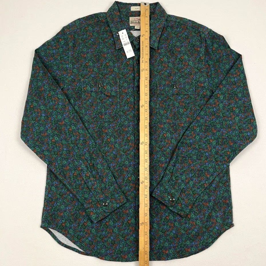 J.Crew J.CREW Midweight Flannel Button-Up Shirt Mens L Green Floral Corduroy Spring NEW Size US L / EU 52-54 / 3 - 3 Thumbnail