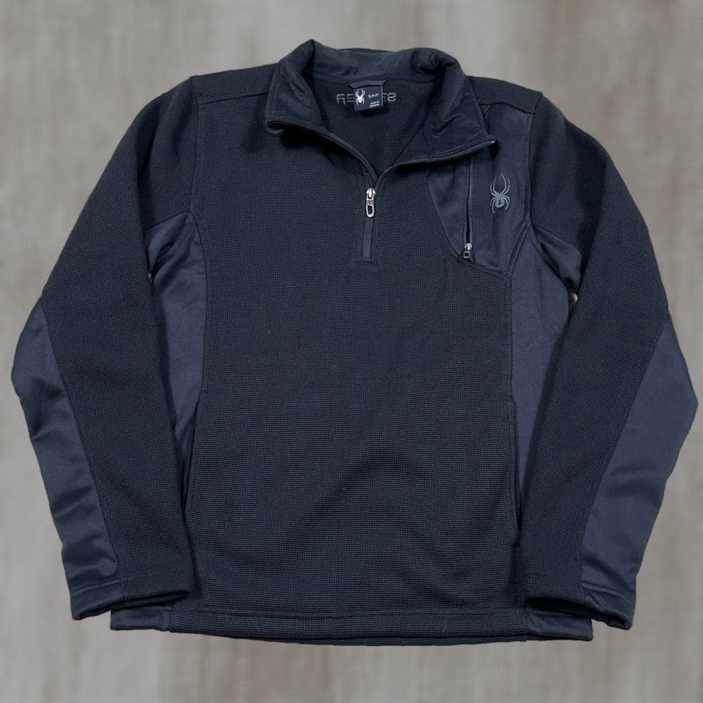 Spyder Spyder Men Sweater Pullover Mock Neck 1/4 Zip Waffle Knit Black Thermal Knit All Seasons - Regular Fit, Size S Size US S / EU 44-46 / 1 - 1 Thumbnail