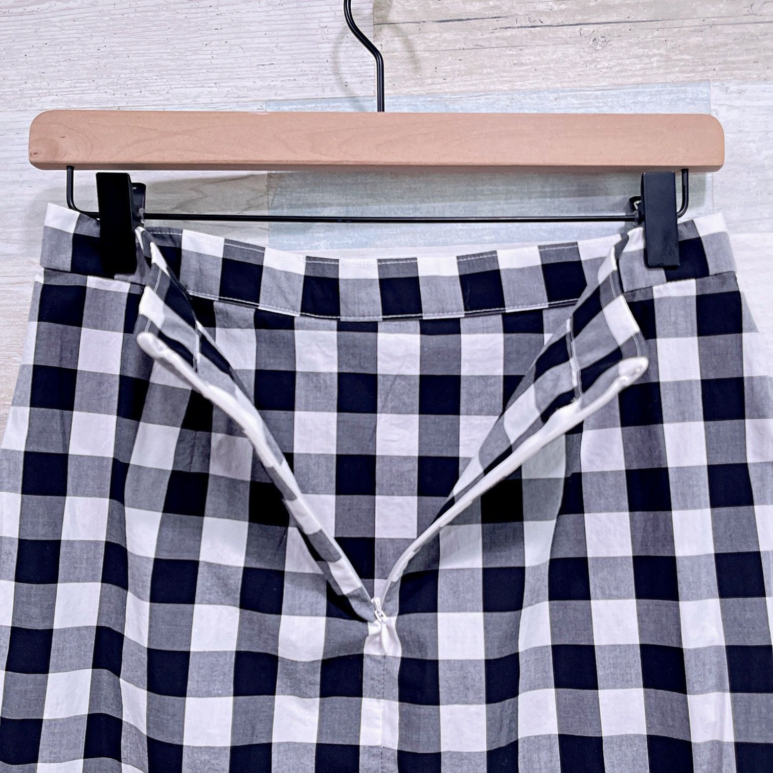 J.Crew J CREW Ruffle Wrap Gingham Mini Skirt Black White Cotton 0 Size 25" / US 0 / IT 36 - 4 Thumbnail