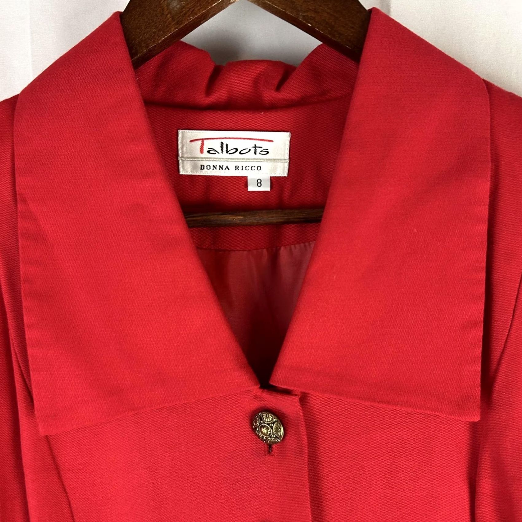 Talbots VINTAGE Talbots Donna Ricco Dress Womens 8 Red Long Sleeve Pleated Maxi 90s Size M / US 6-8 / IT 42-44 - 3 Thumbnail