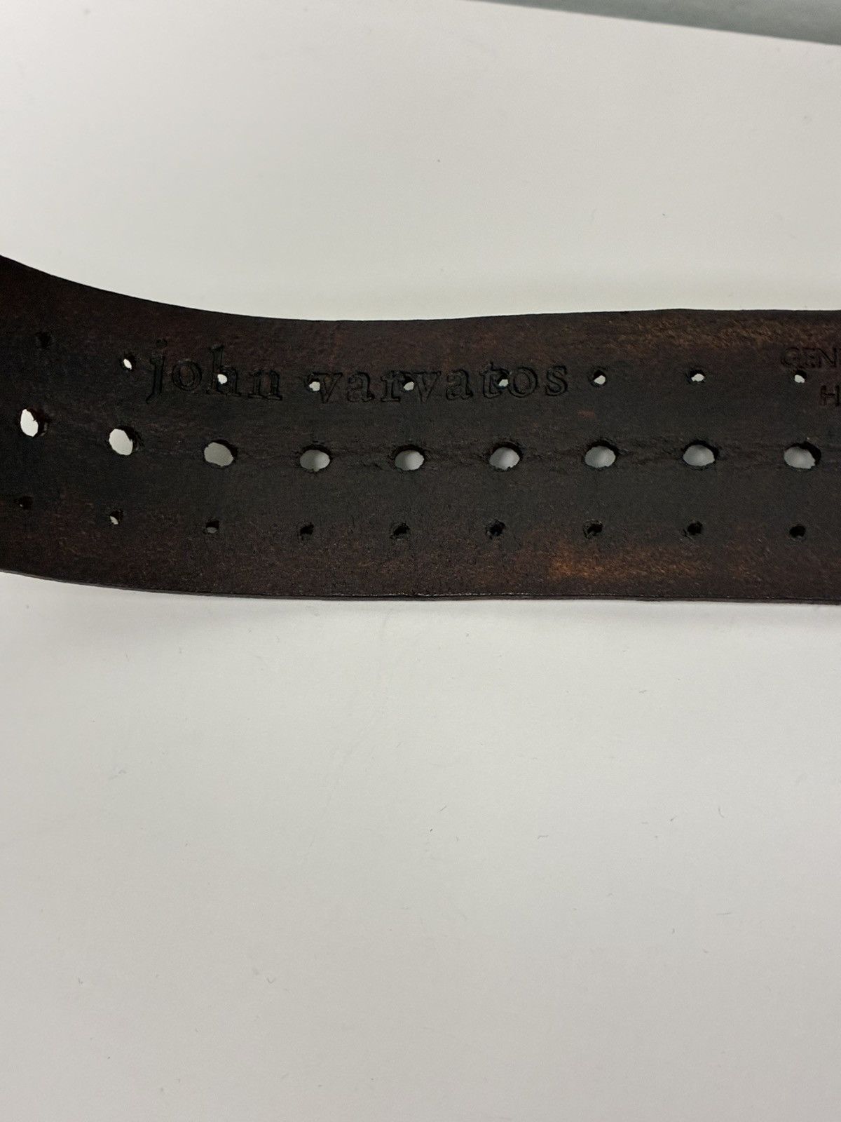 John Varvatos Brown Leather Belt Size 34 Size 34 - 6 Thumbnail