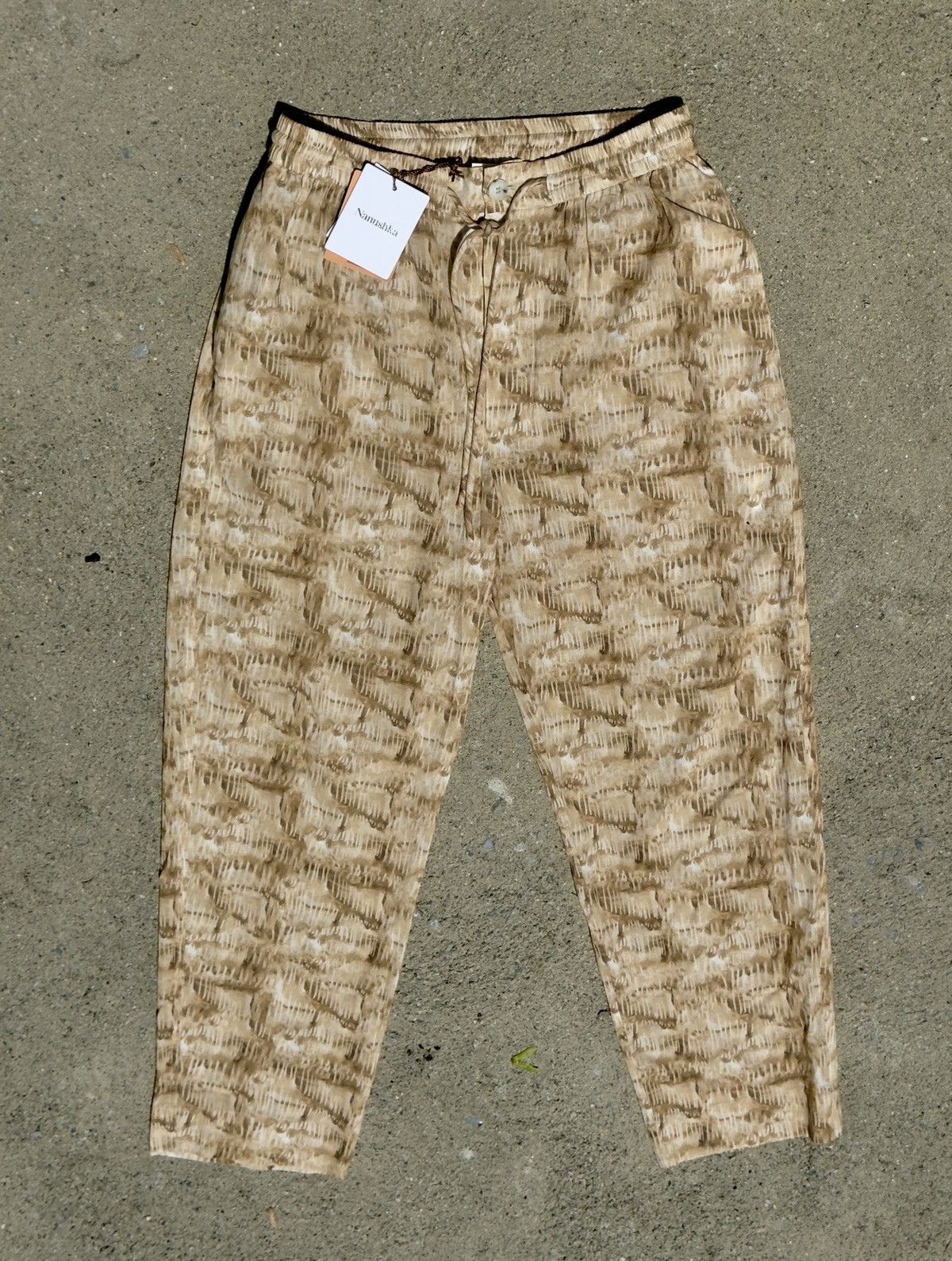 image of Nanushka Jain Silk Aquarelle Landscape Cotton Voile Pant in Beige, Women's (Size 30)