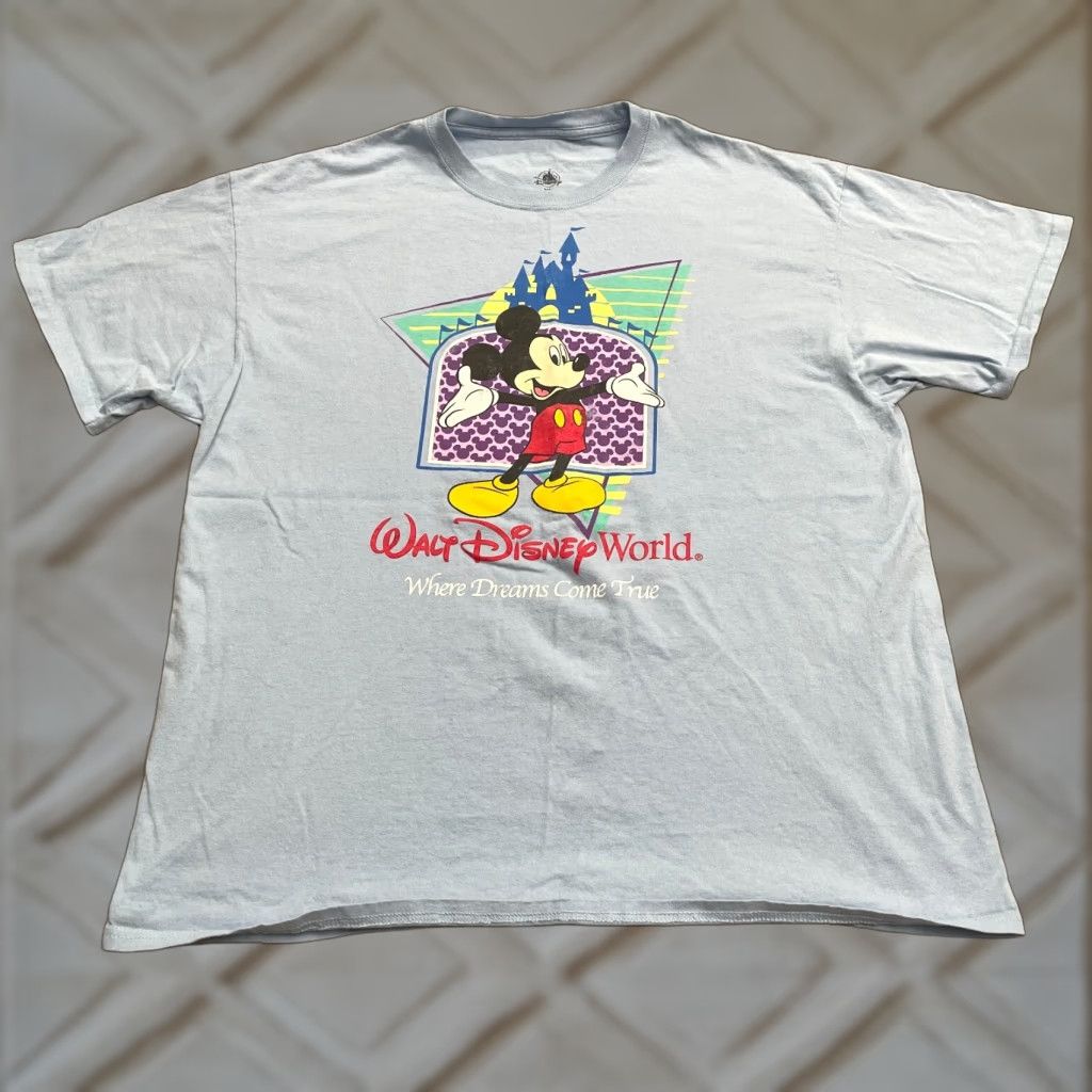 VINTAGE Disney Mickey Mouse 90s Graphic T-Shirt Men XL Blue Cartoon Fall Spring Summer Cotton Crew Neck