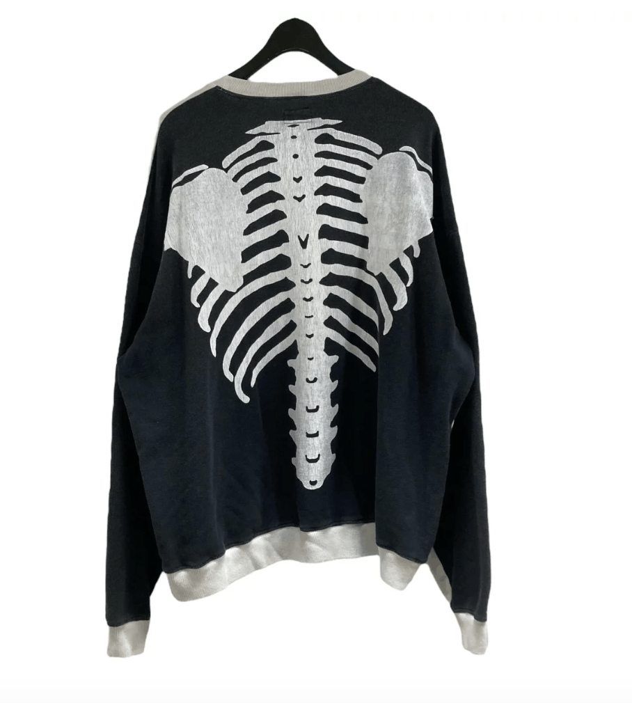 KAPITAL ボーンプリント トレーナー KAPITAL キャピタル チャコール杢裏毛 BIGクルースウェット(BONE