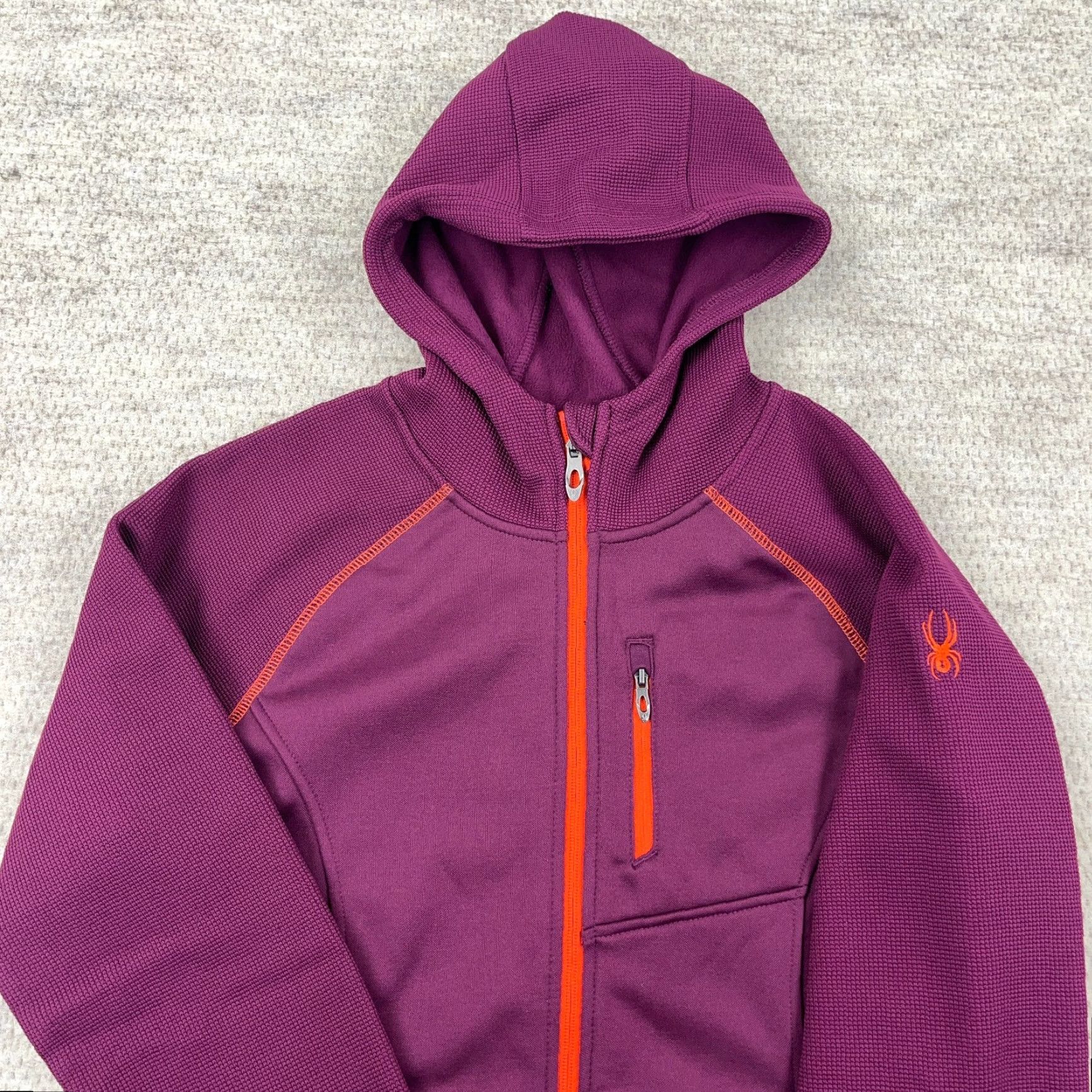 Spyder Spyder Jacket Women L Purple Full Zip Thermal Waffle Knit Hooded Ladies Size L / US 10 / IT 46 - 2 Thumbnail