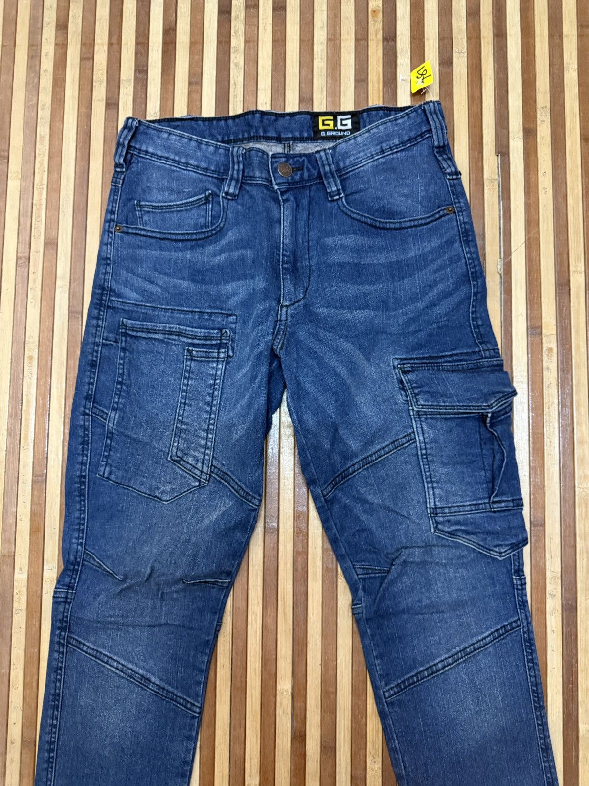 Japanese Brand Vintage G.GROUND Denim Cargo Pants Big Pockets W29X31 Size US 29 - 2 Thumbnail