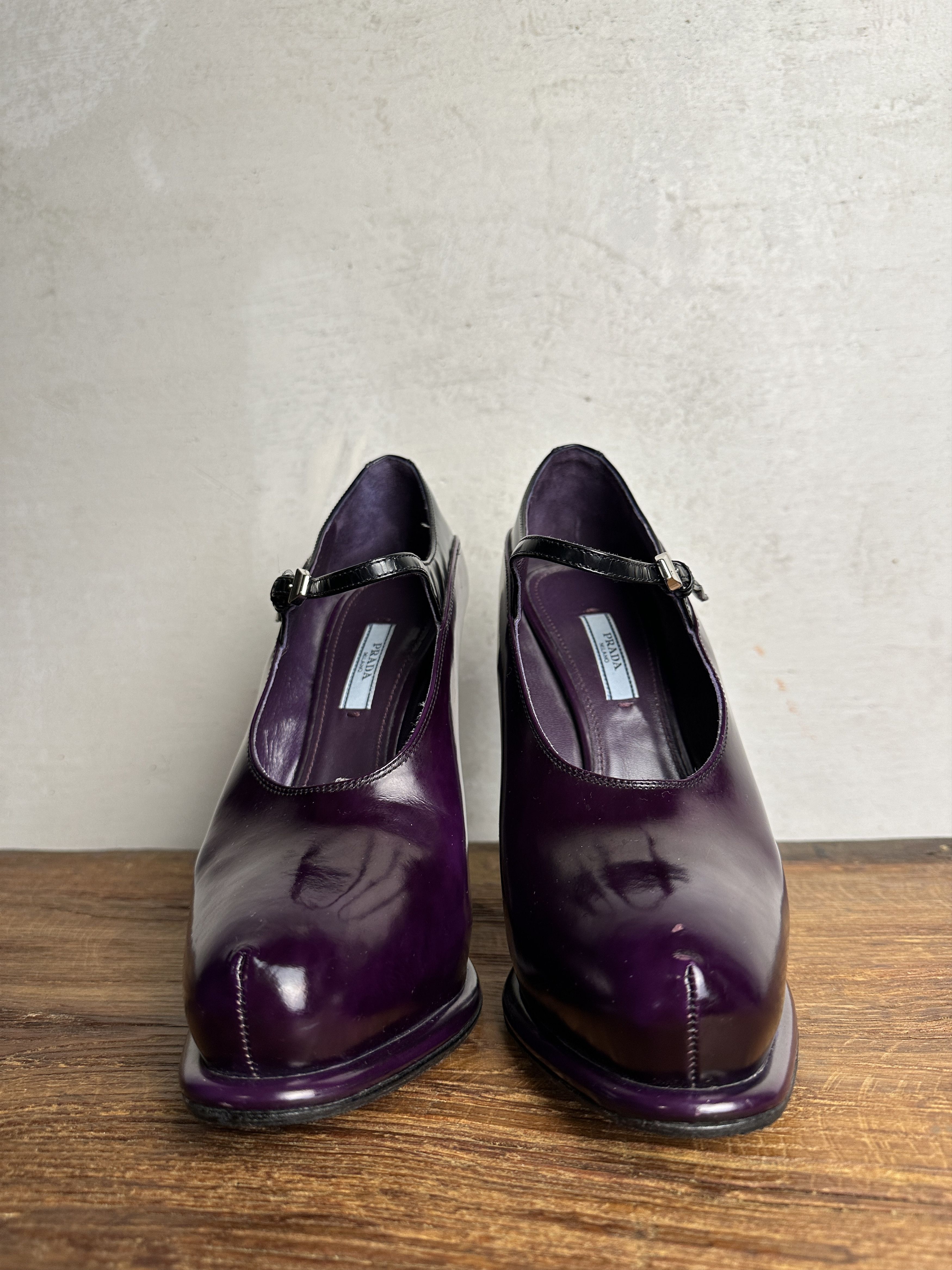 Prada FW12 Runway Purple Patent Leather Mary Jane Heels