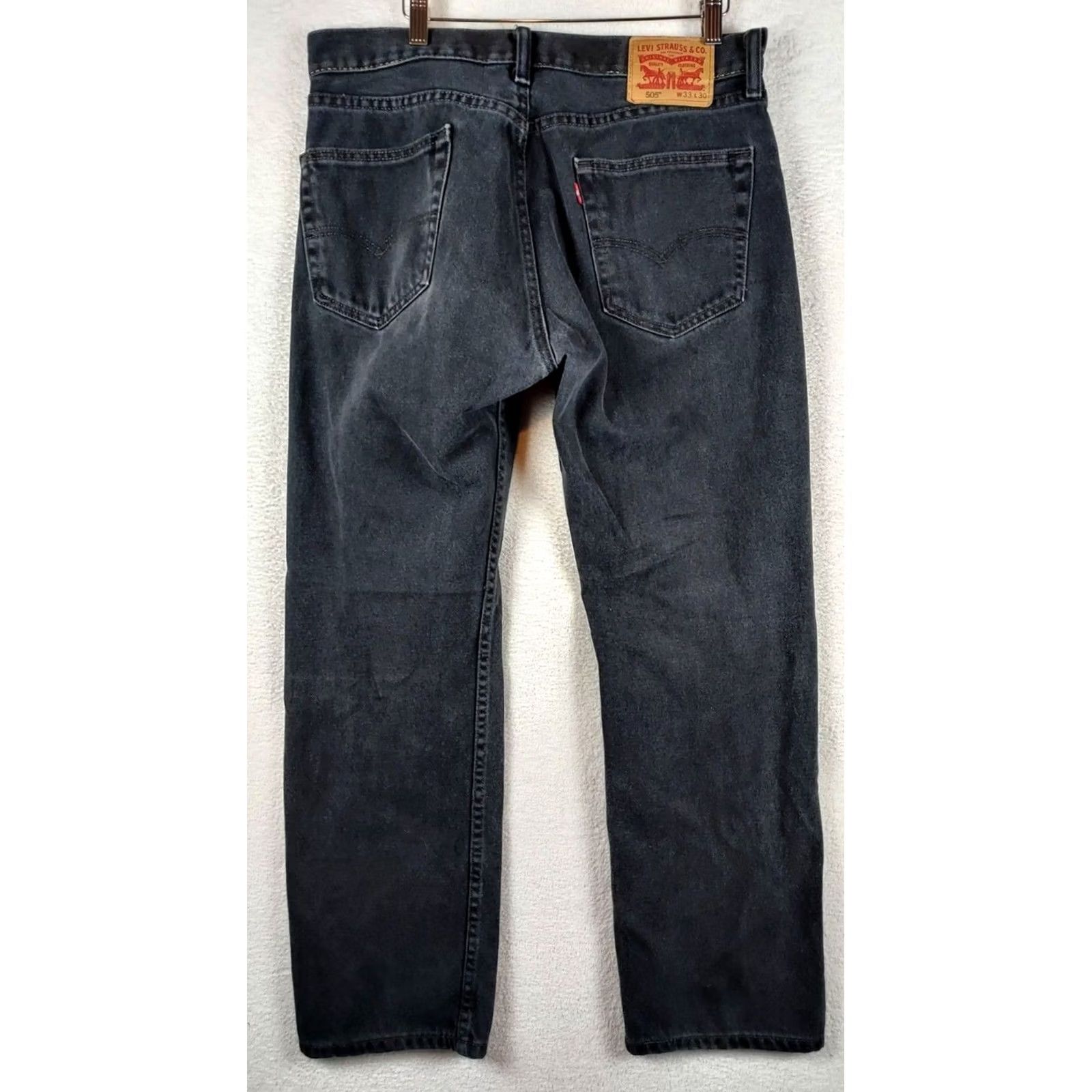 Levi's Levi's 505 Jeans - Levi Mens 505 Black Denim Jeans Size 33 x 30 Straight Dark Wash Denim Jeans Mens Regular 33x30 Size US 33 - 7 Thumbnail