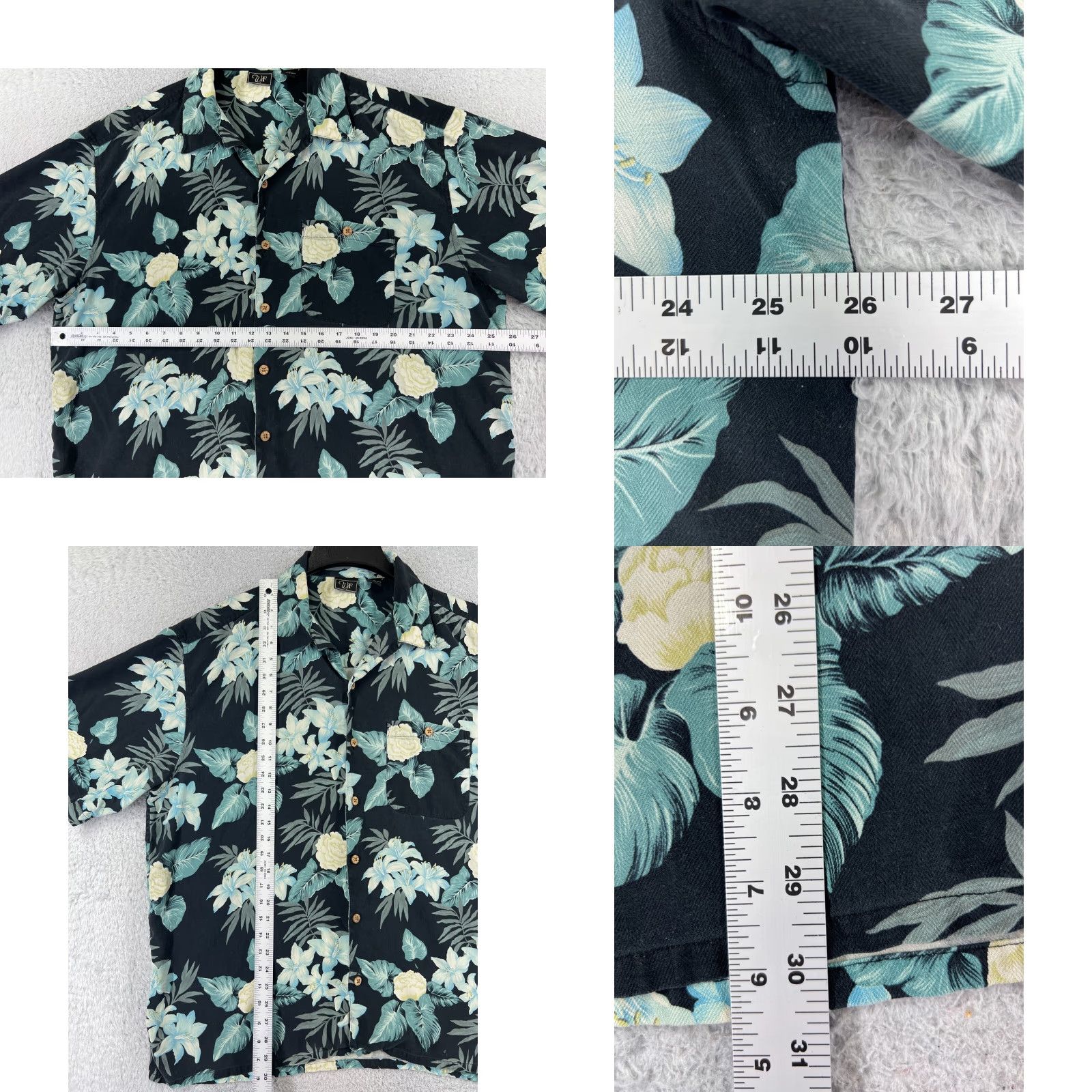 Vintage Wff Shirt Mens 2XL Black Floral Hawaiian Button Up Silk Pocket Classic Aloha Beach Resort Vacation Casual Size US XXL / EU 58 / 5 - 8 Thumbnail