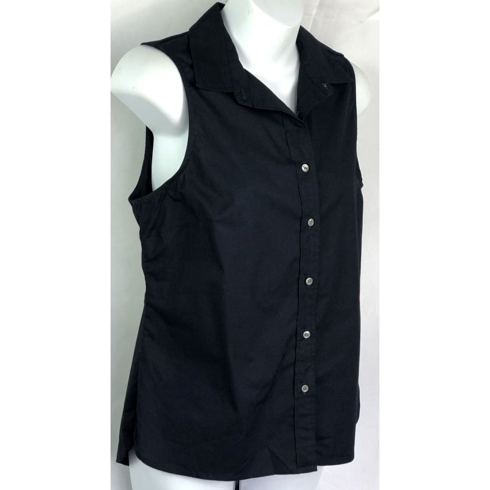 J.Crew J Crew Top Sleeveless ButtonUp Collar 6 Blk Classic Career Office Capsule Preppy Size M / US 6-8 / IT 42-44 - 4 Thumbnail