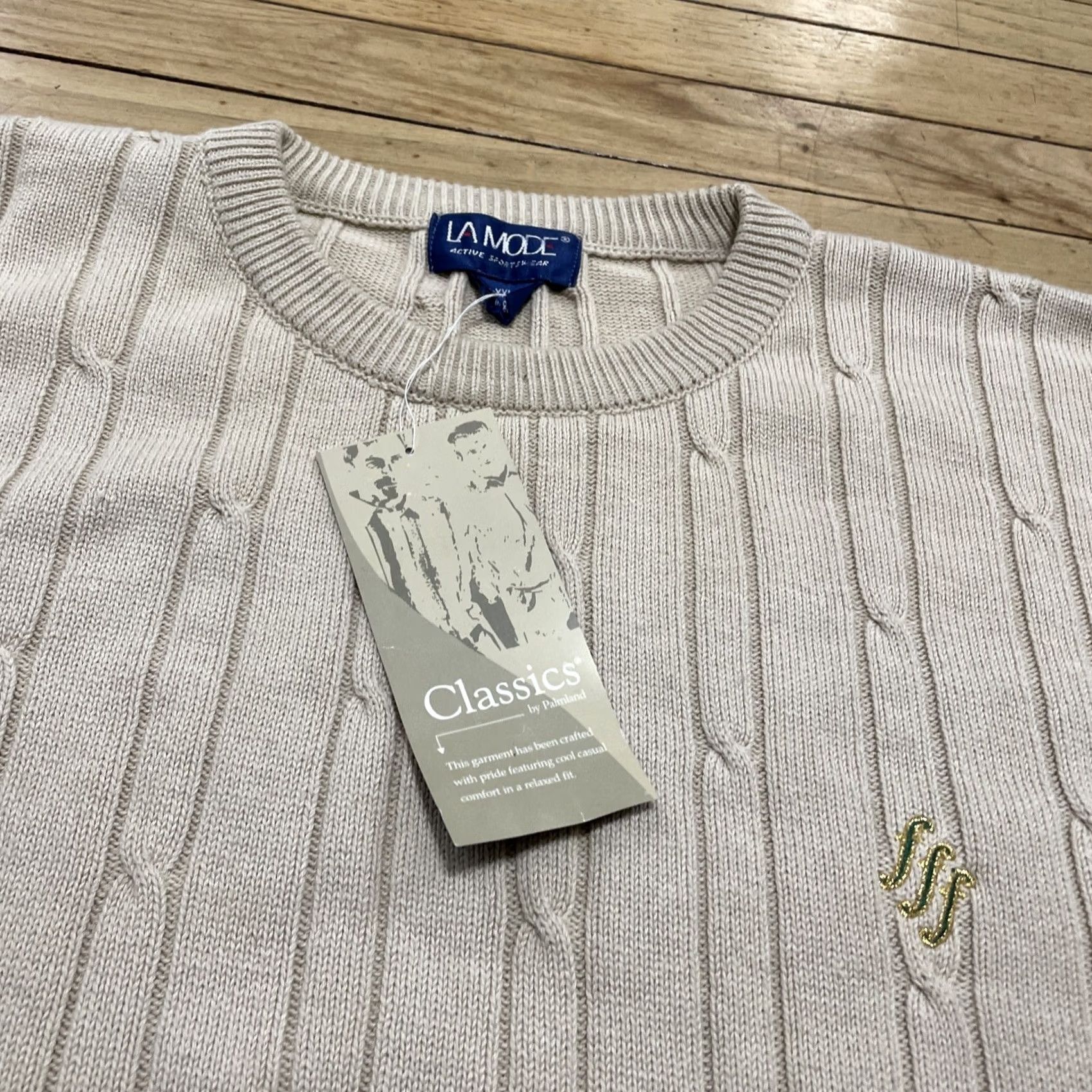 Vintage VINTAGE La Mode Sweater Men XXL Tan New Deadstock 90s Golf Cable Knit Old Money Pullover Knits Mens Size US XXL / EU 58 / 5 - 5 Thumbnail