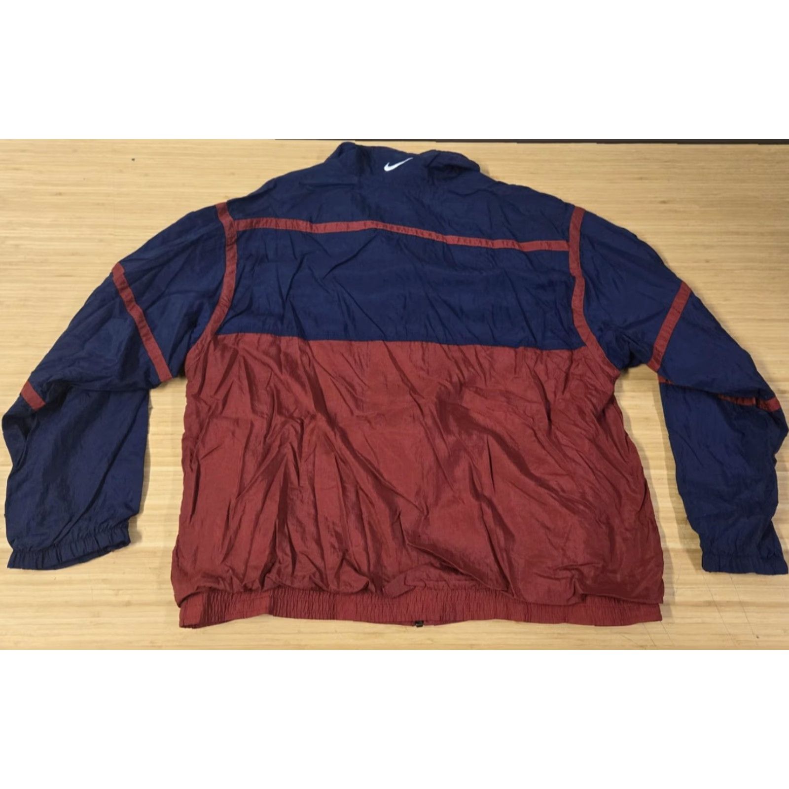 Nike VINTAGE Nike Jacket Mens Large Red Blue Swoosh Track Full Zip Windbreaker 90s Size US L / EU 52-54 / 3 - 6 Thumbnail