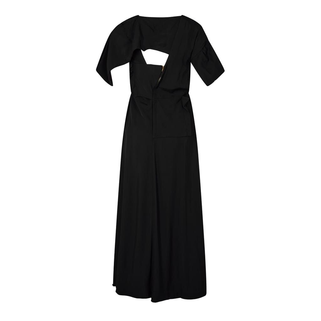 Bottega Veneta Bottega Veneta V-Neck Midi A-Line Dress in Black Size M / US 6-8 / IT 42-44 - 3 Thumbnail