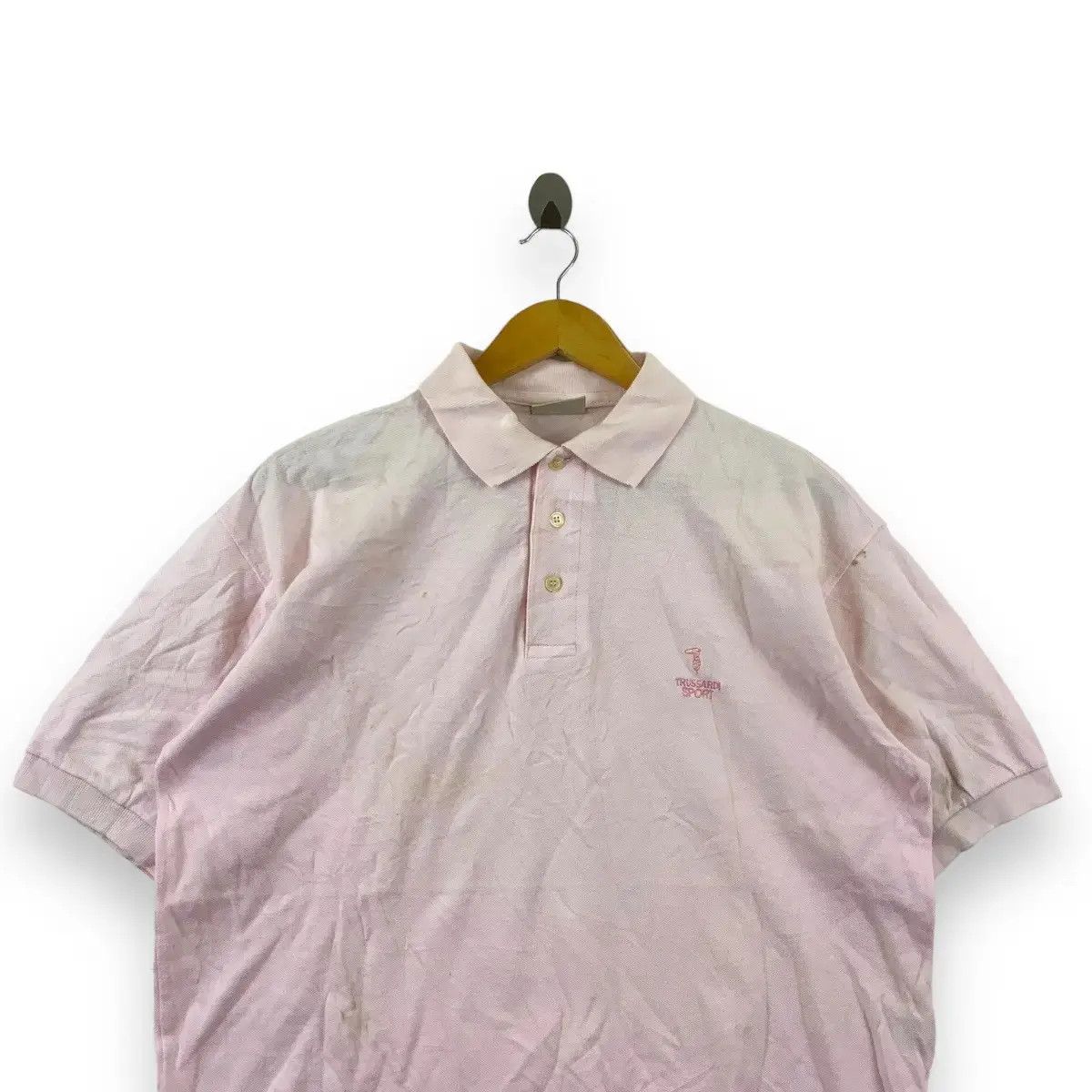 Trussardi Vintage 90’ TRUSSARDI Made In Italy Embroidered Pink Polo Size XL / US 12-14 / IT 48-50 - 2 Thumbnail