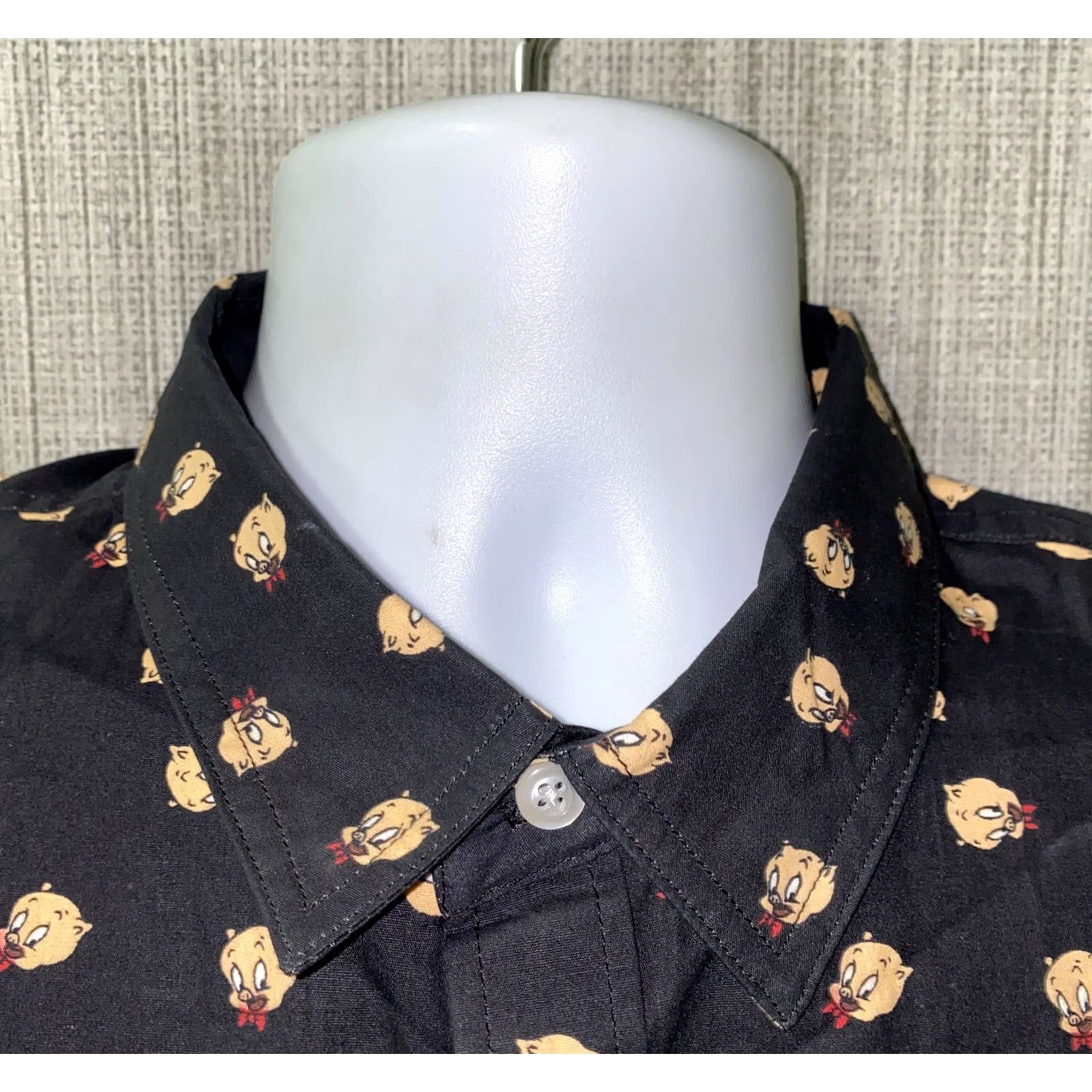 Vintage Warner Bros Porky Pig Long Sleeve Button Front Shirt M Black Cotton Button-Up Men Regular Size US M / EU 48-50 / 2 - 3 Thumbnail