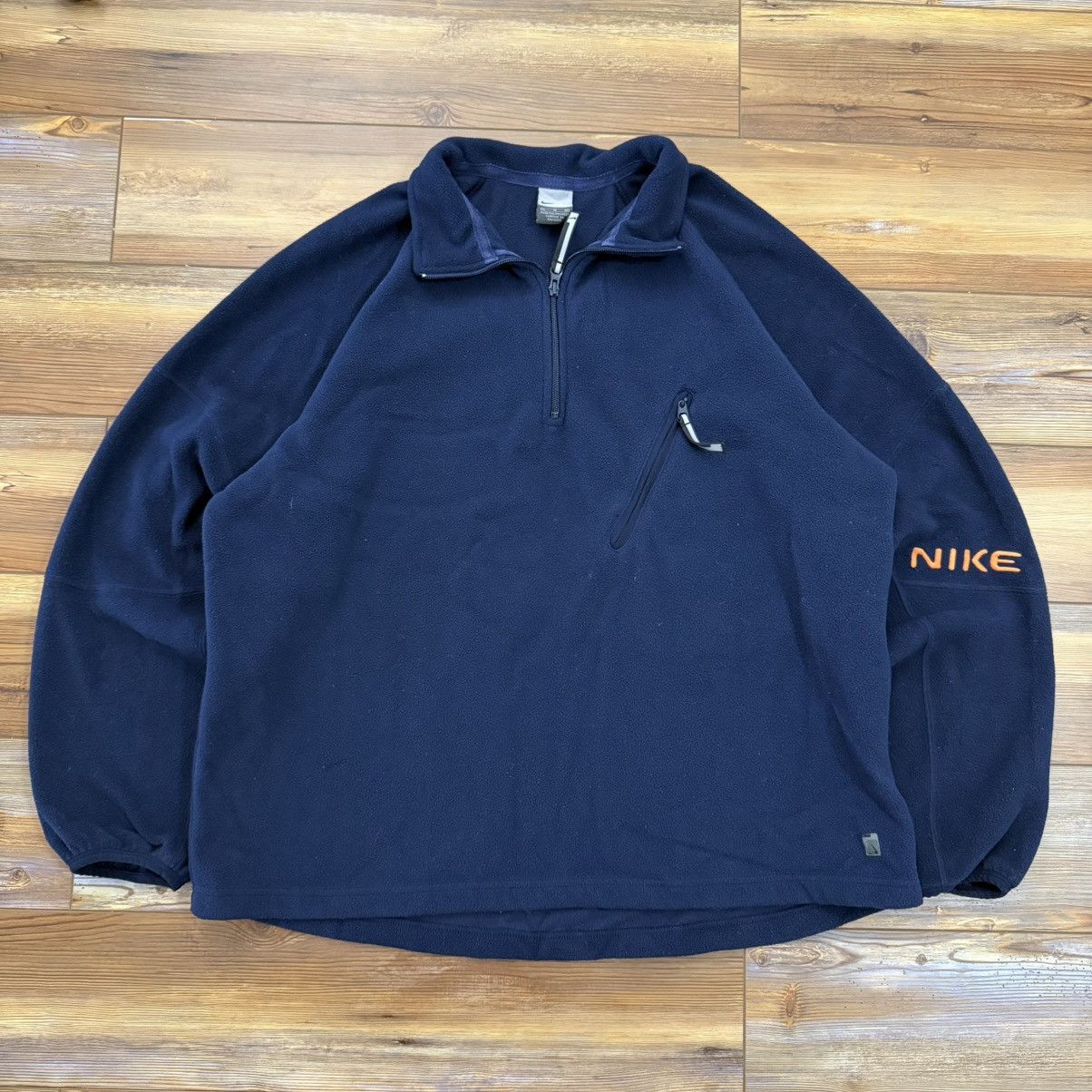 Nike Vintage Navy Blue Nike Quarter Zip Fleece Jacket Size US XL / EU 56 / 4 - 1 Thumbnail