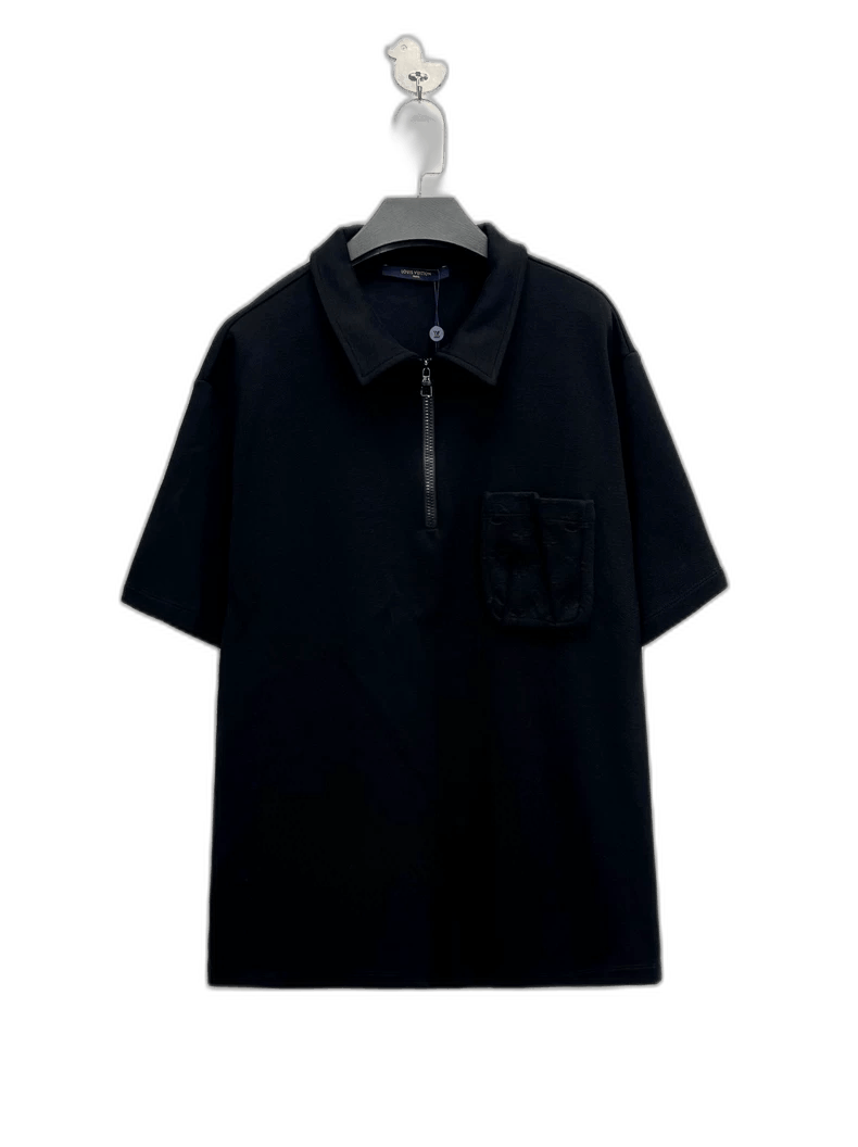 Louis Vuitton Louis Vuitton Black Short Sleeve Half Zip Shirt-yf Size US XL / EU 56 / 4 - 1 Thumbnail
