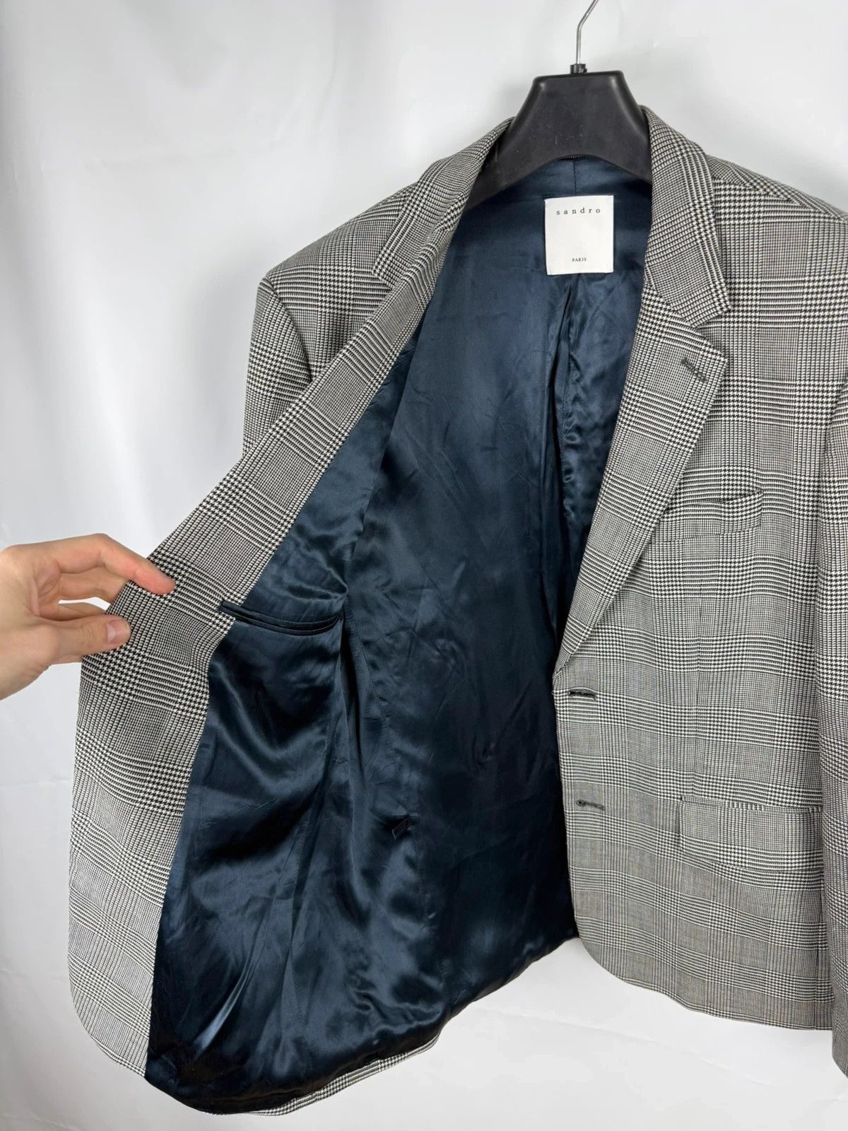 Sandro Sandro Prince Of Wales Checked Wool Suit Size 42R - 9 Thumbnail