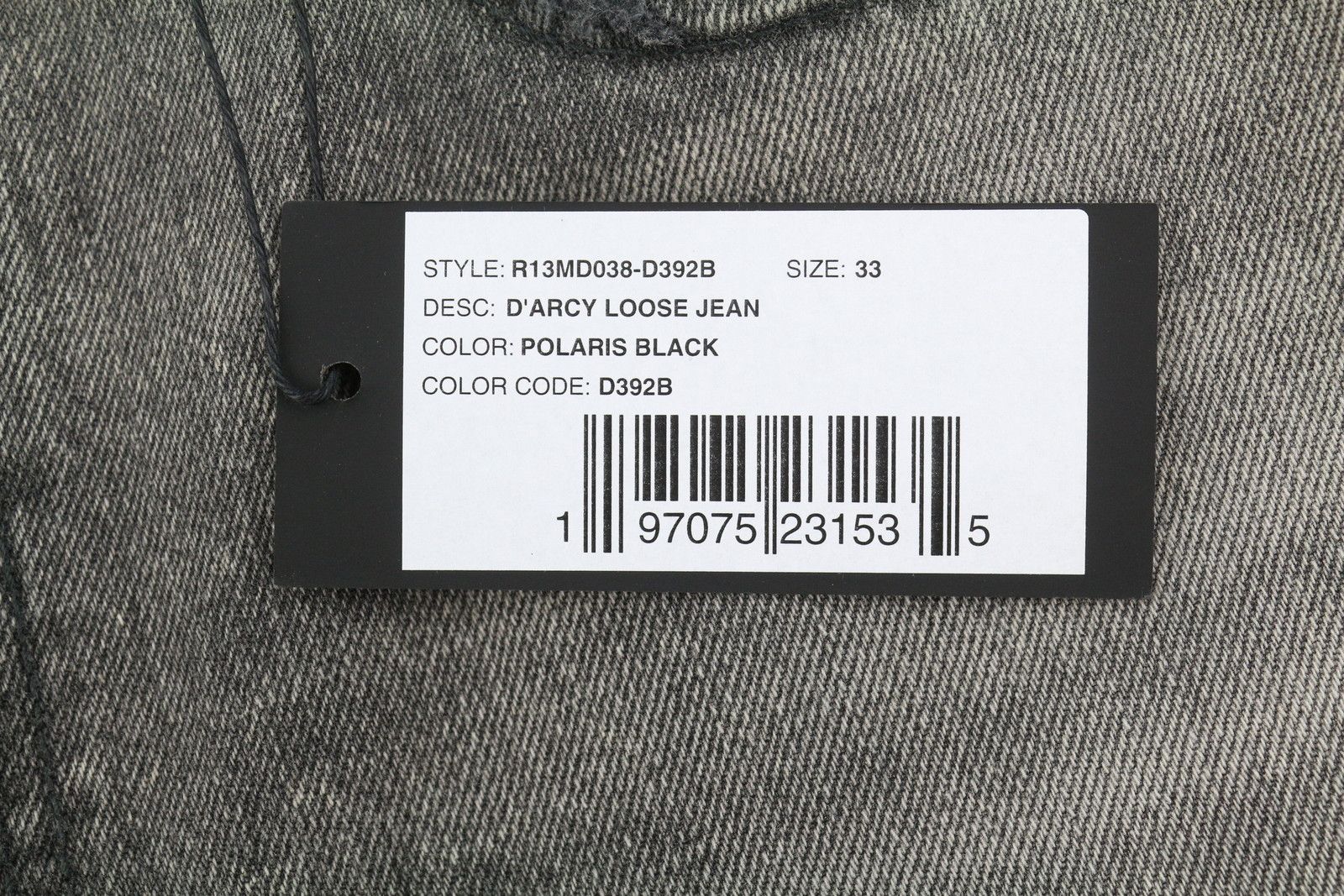 R13 D'ARCY LOOSE 33 Polaris Black Distress PS26 Jeans 88928 Size US 33 - 12 Thumbnail