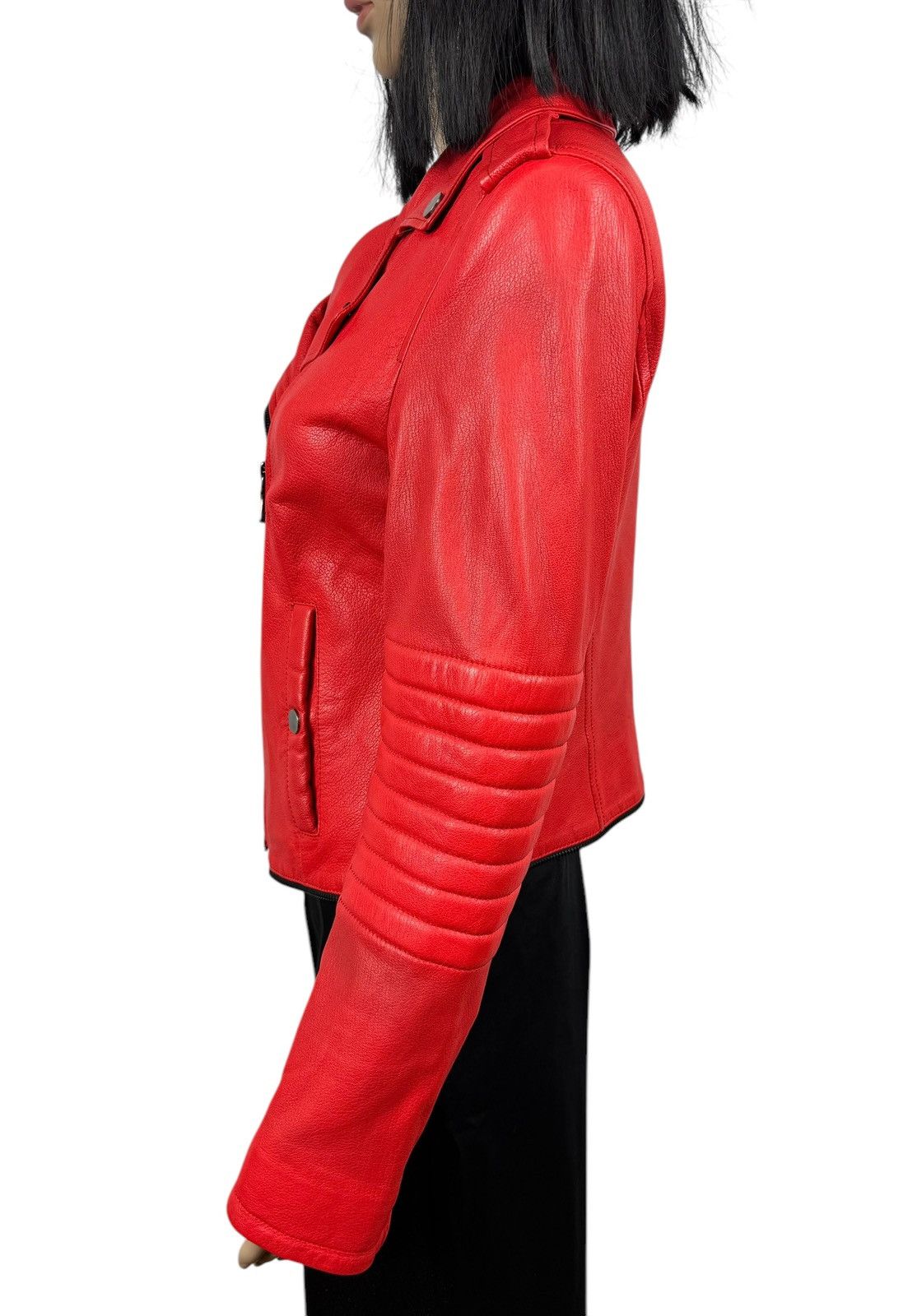 Designer Punto Genuine Leather Biker Jacket Italy size US10 IT46 Size L / US 10 / IT 46 - 8 Thumbnail