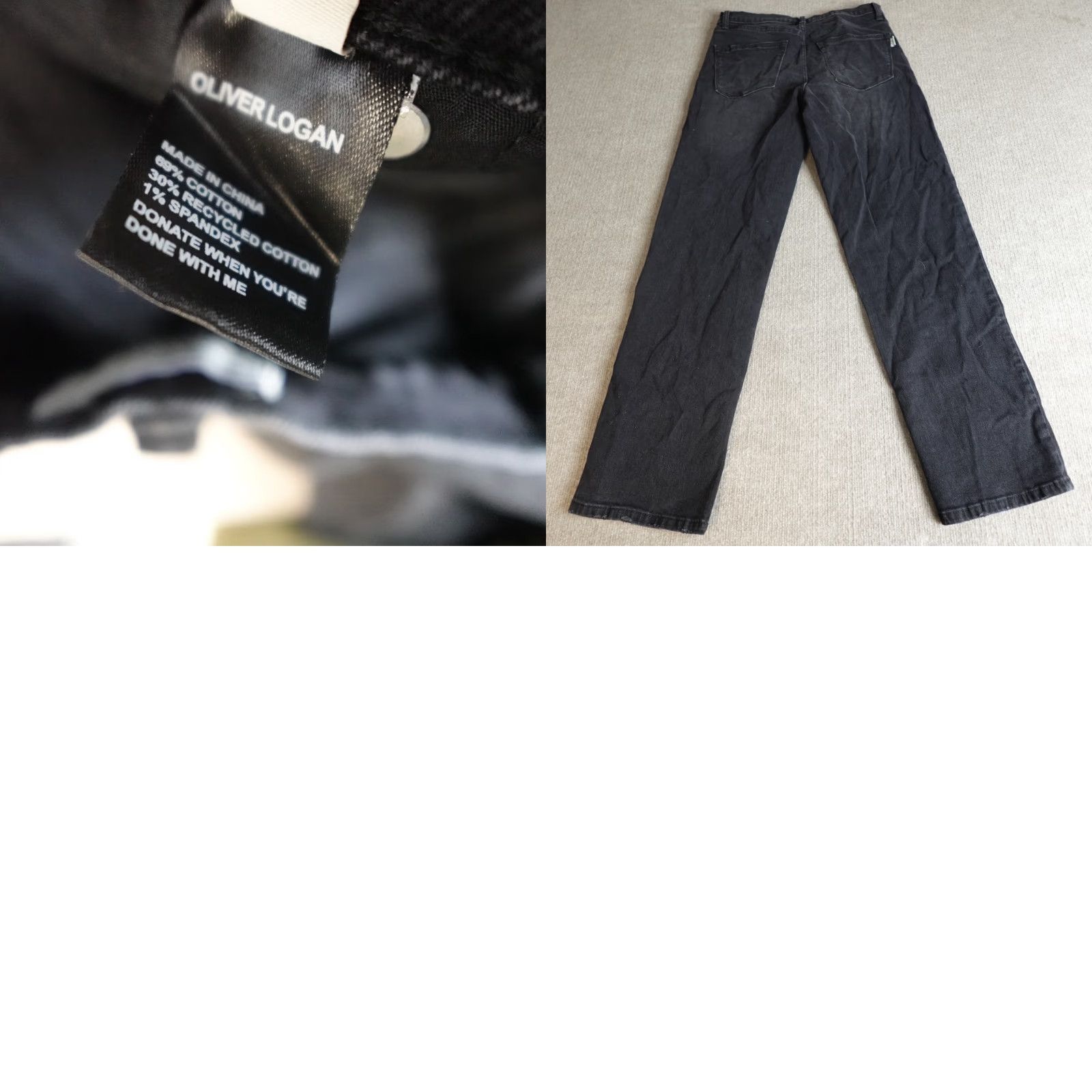 Madison Oliver Logan Womens Jeans 28 Black Madison Wide Leg Button Fly Denim Cotton Spandex 5-Pocket Womens Jeans Size 28" / US 6 / IT 42 - 9 Thumbnail