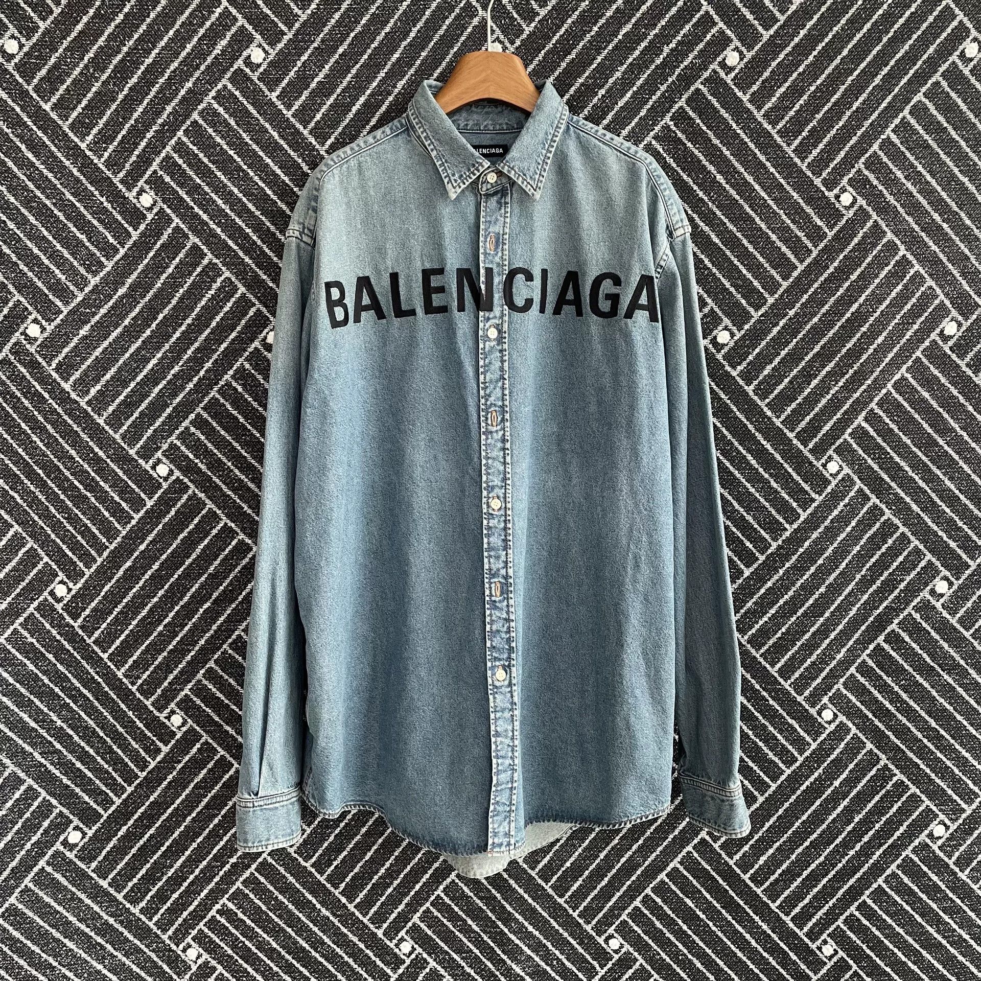 Balenciaga Balenciaga Vintage Logo Long Sleeve Denim Shirt Size US M / EU 48-50 / 2 - 1 Thumbnail