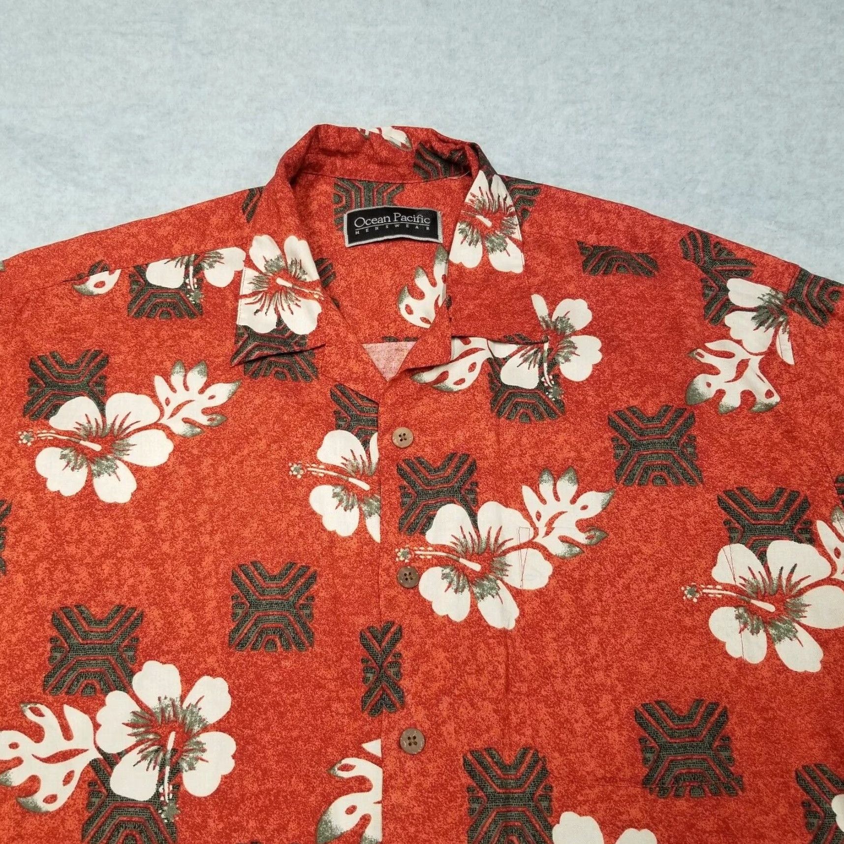 Ocean Pacific VINTAGE Ocean Pacific Hawaii Shirt Men XL Red Floral Short Sleeve Button Casual Size US XL / EU 56 / 4 - 3 Thumbnail