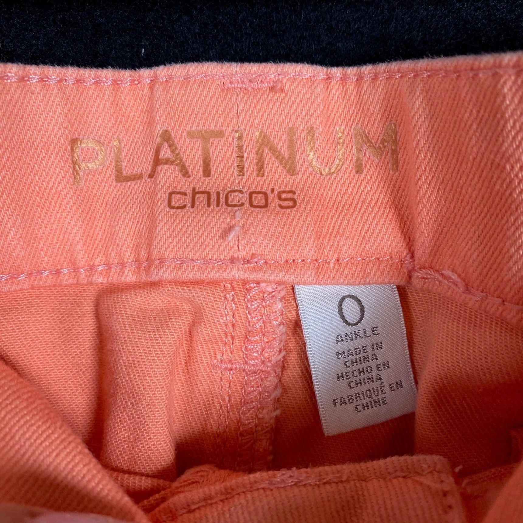 Vintage Chicos Womens Jeans Orange Platinum Ankle Cropped Embroidered Stretch 0 S Denim 5-Pocket Regular Zip Button Womens Size 28" / US 6 / IT 42 - 4 Thumbnail