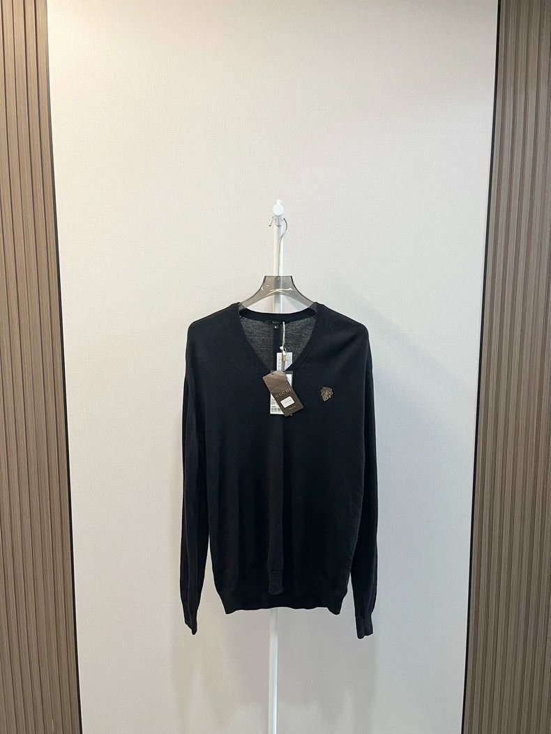 Gucci Gucci Black Warrior Embroidery Logo V-neck Wool Sweater 250 Size US XL / EU 56 / 4 - 1 Thumbnail