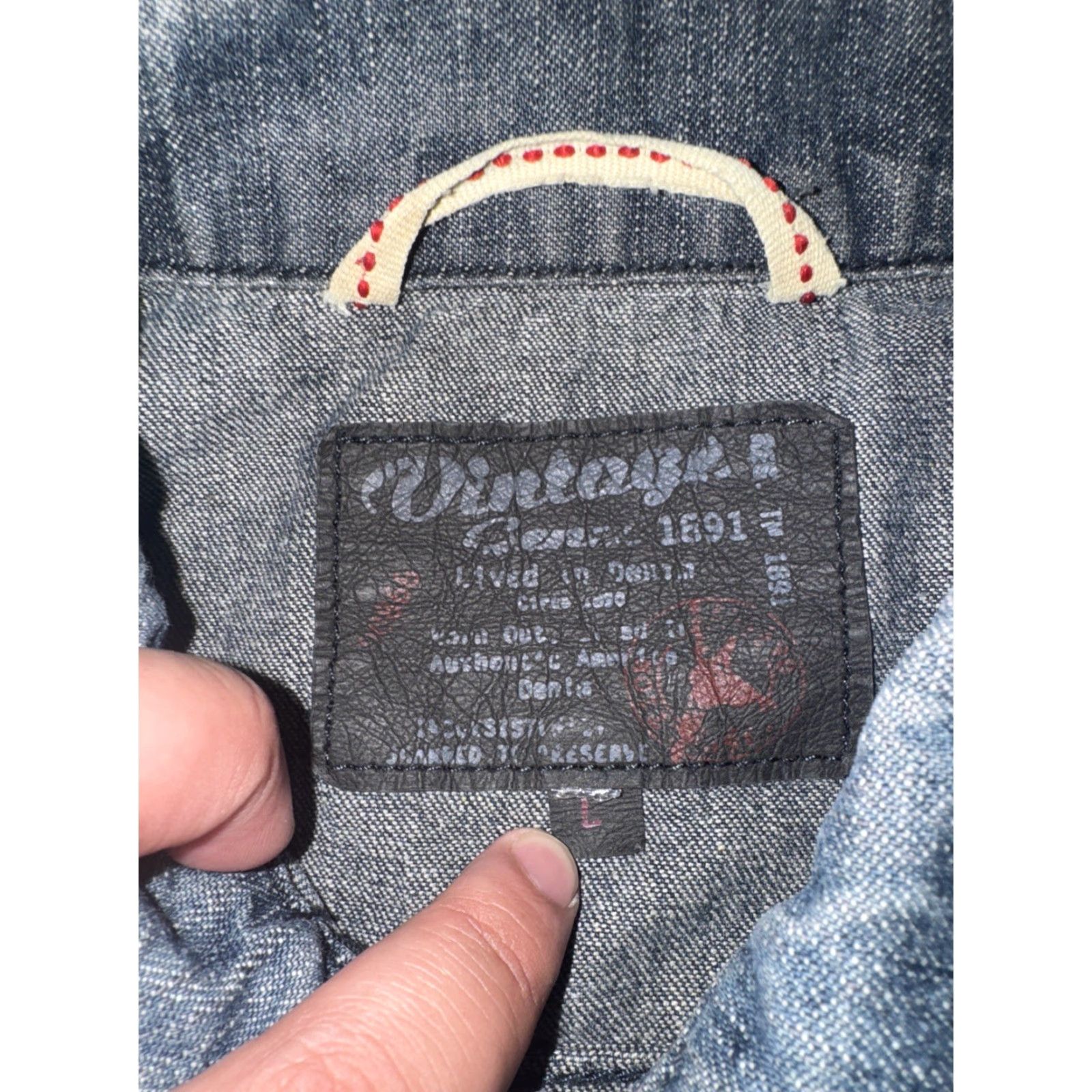Denime VINTAGE Genes Denim Trucker Jacket Men's Large Blue 22x26 Synch Back Honeycomb Fade USA Style Size US L / EU 52-54 / 3 - 4 Thumbnail