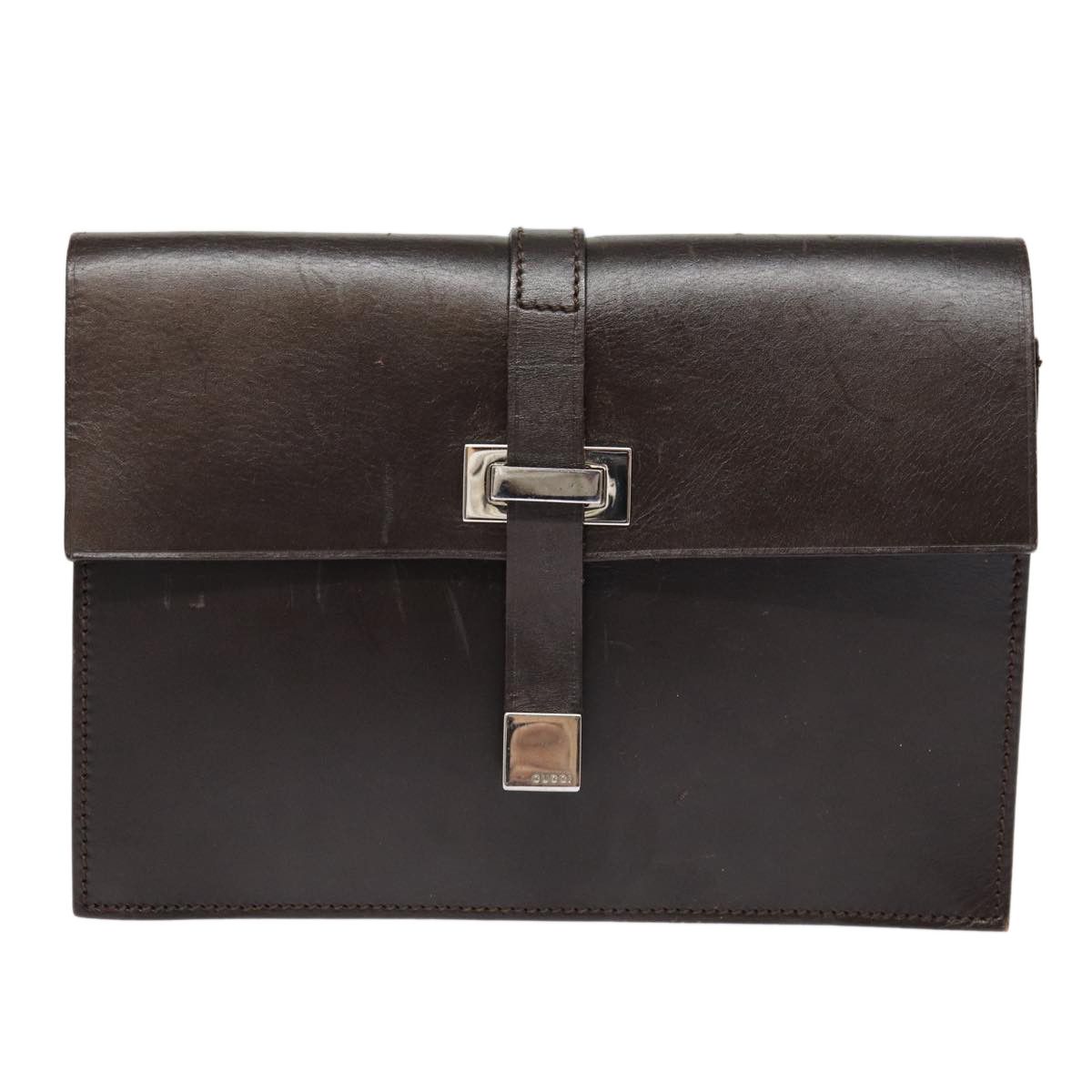 Brown Leather Clutch Bag (Pre-Owned)