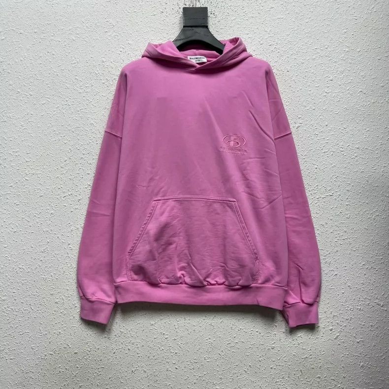 Balenciaga Balenciaga Pink Front and Back Embroidered Hoodie Sweatshi Size US M / EU 48-50 / 2 - 1 Thumbnail