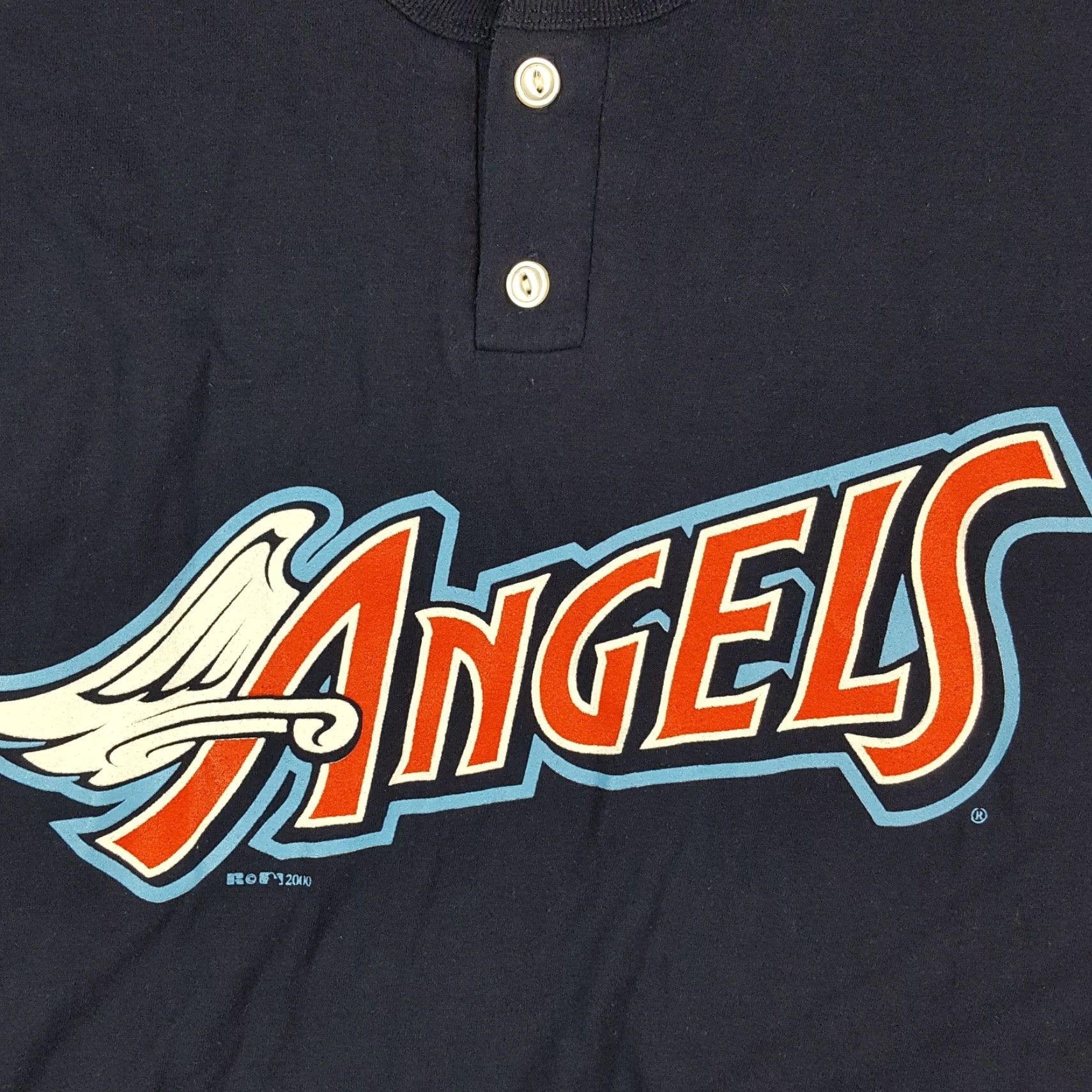 Russell Athletic VINTAGE Los Angeles Angels Men's MLB Baseball T Shirt Henley 2000s Y2K Size L Blue Cotton Russell Athletic Embroidered Logo Crew Neck Short Sleeve Size US L / EU 52-54 / 3 - 3 Thumbnail