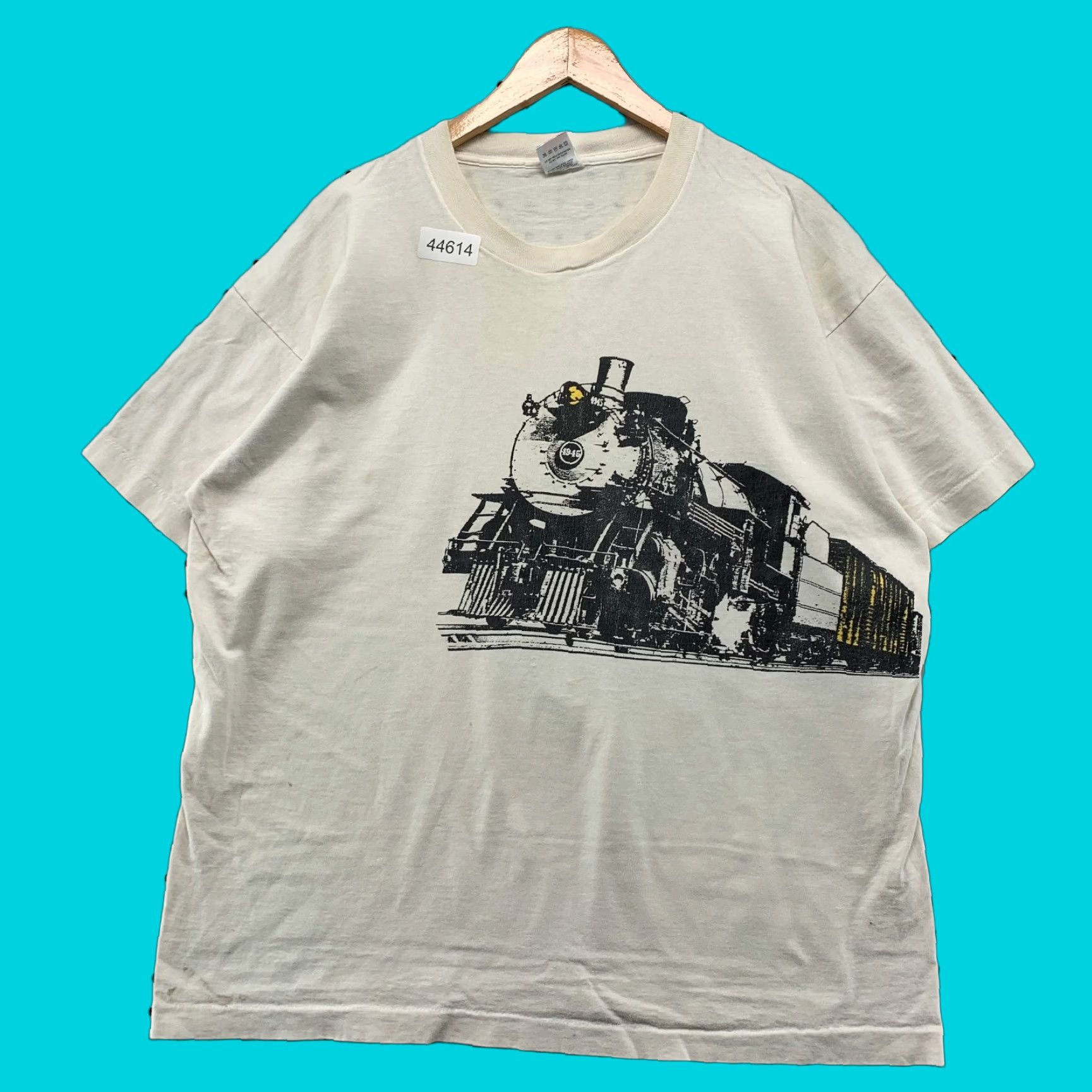 Fruit Of The Loom VIntage 90s Steam Train Wraparound Shirt Mens XL Beige Single Stitch USA Shirt Mens XL Beige 90s Steam Train Vintage USA Size US XL / EU 56 / 4 - 1 Thumbnail